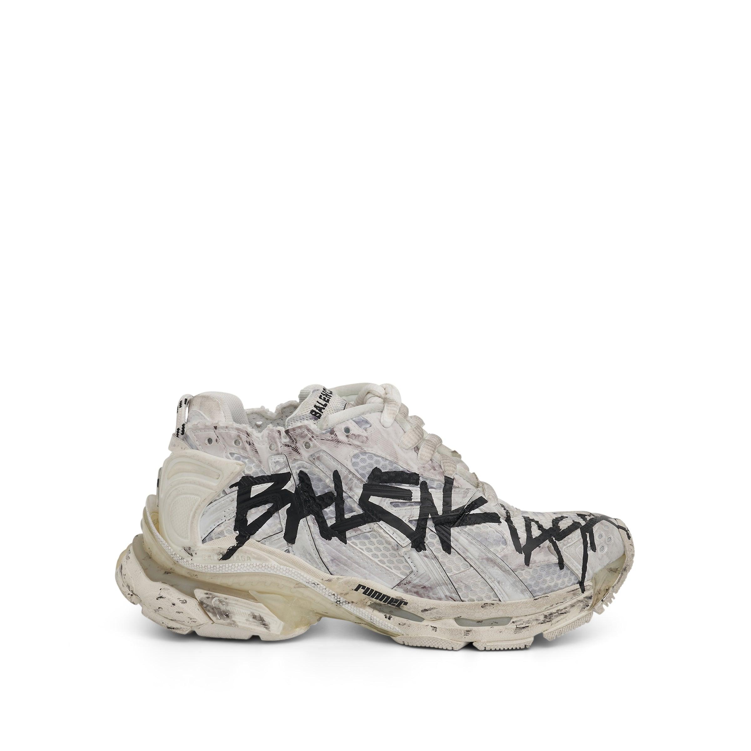 Balenciaga Runner Graffiti Sneaker In White/black in Gray Lyst