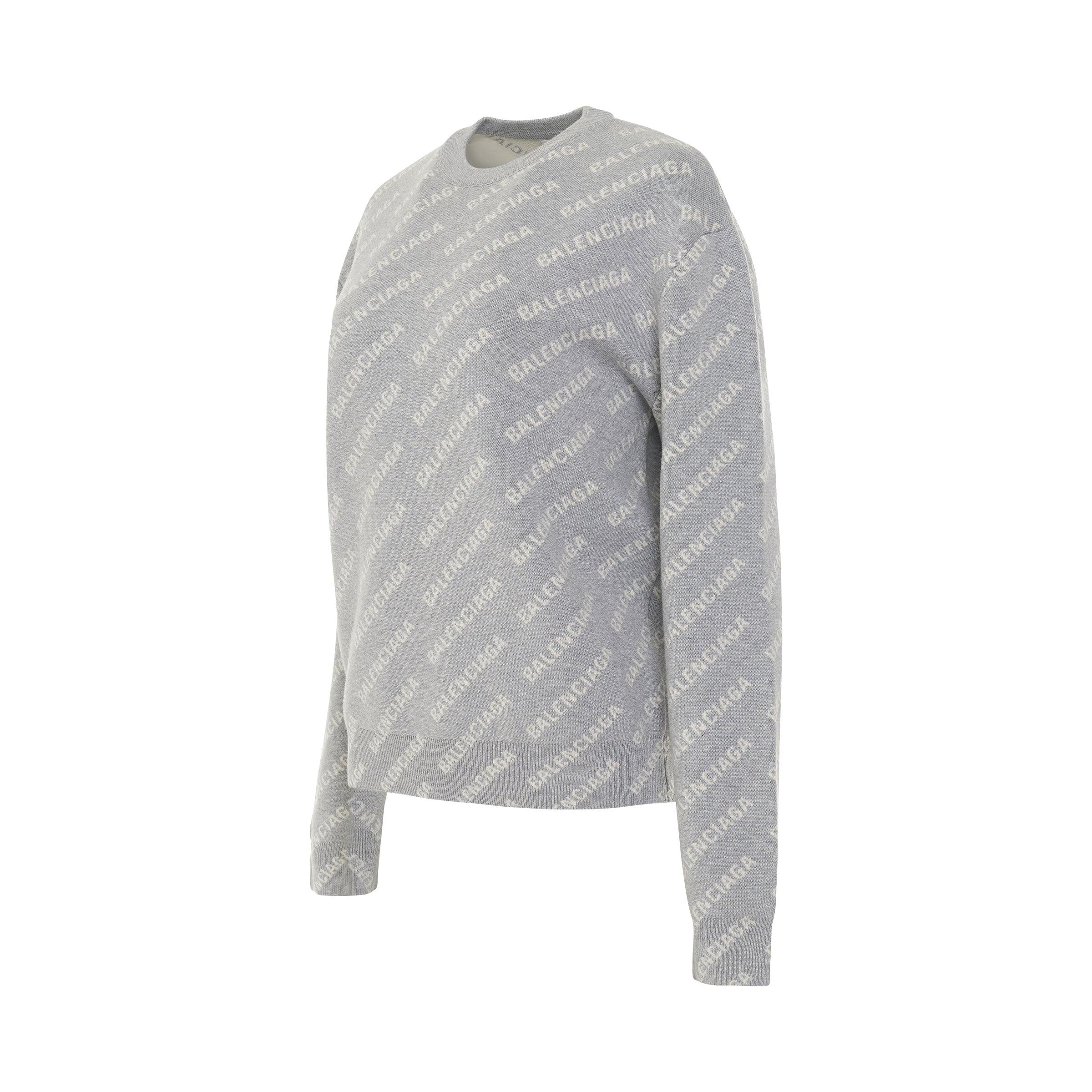 Balenciaga Mini Logo All Over Knit Crewneck In Grey in Gray | Lyst