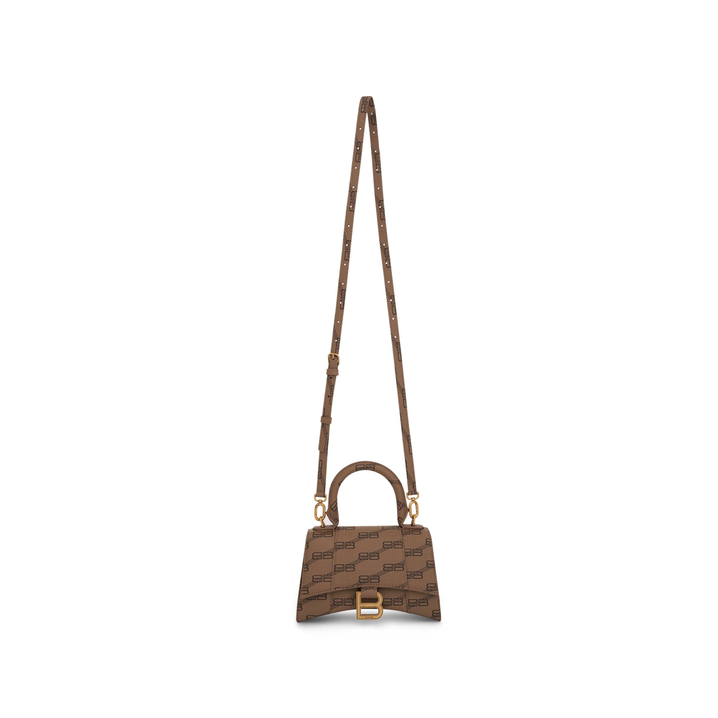Balenciaga Xs Hourglass Monogram Top-Handle Bag - Brown