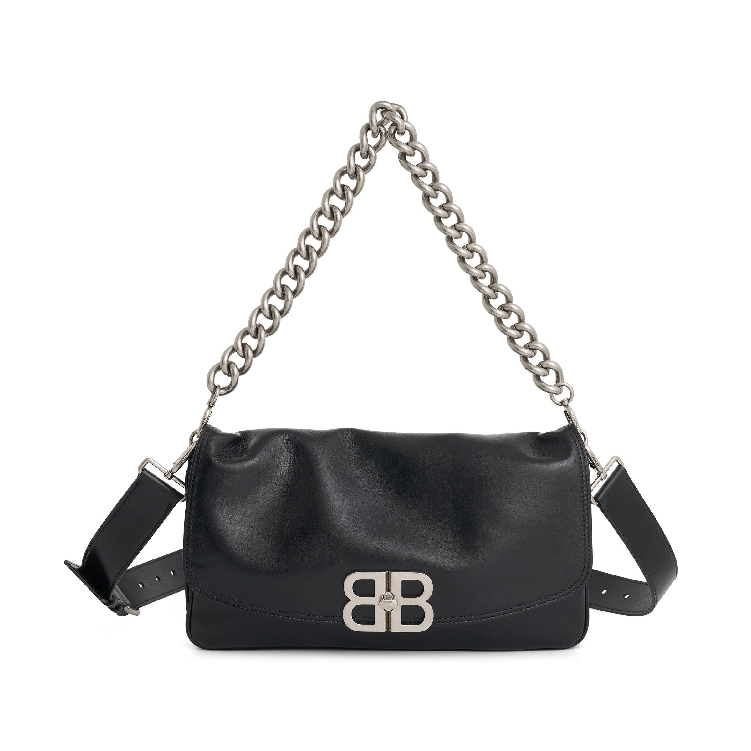 Balenciaga Black Medium Bb Soft Flap Bag Green
