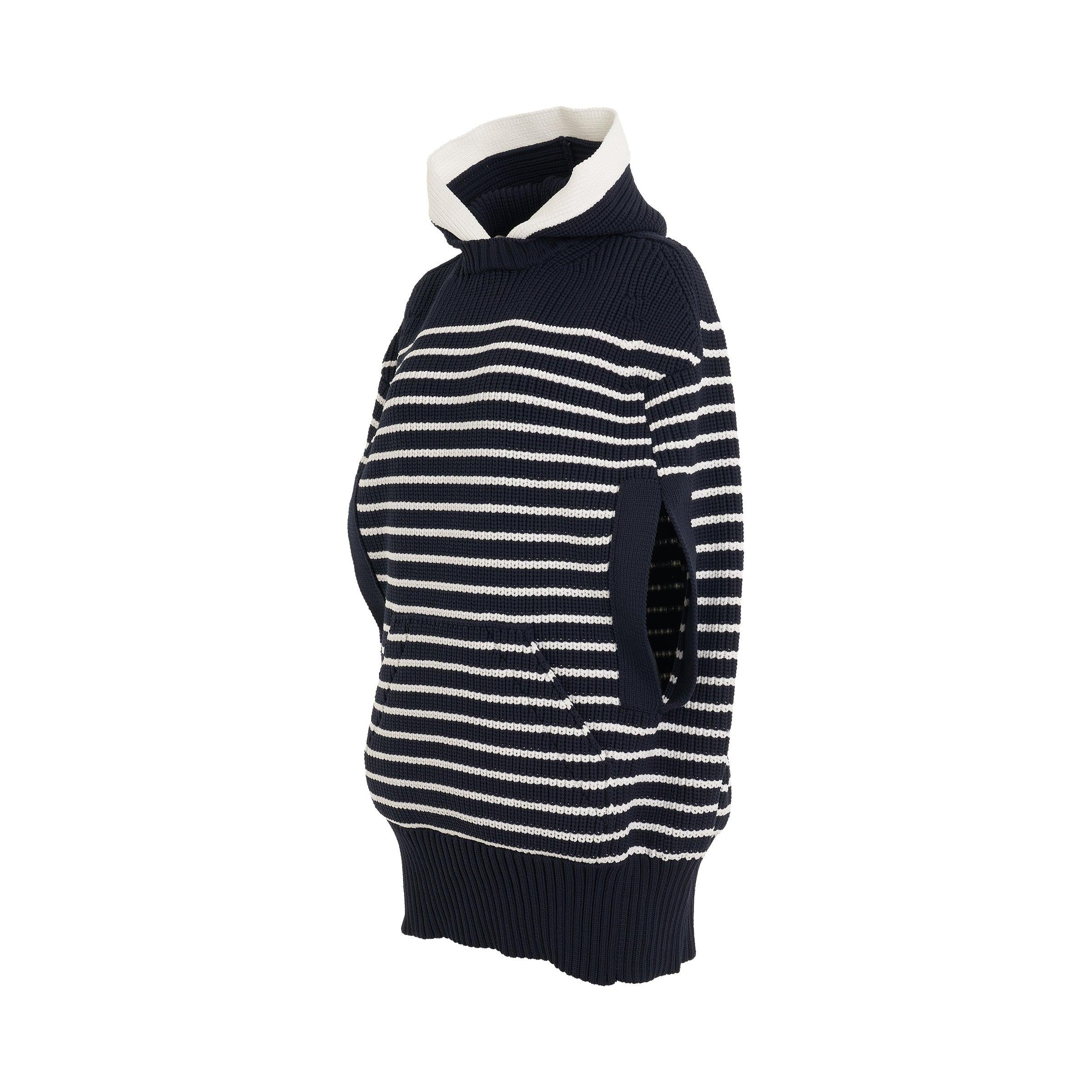 Sacai Horizontal Stripe Knit Cape In Navy in Blue | Lyst