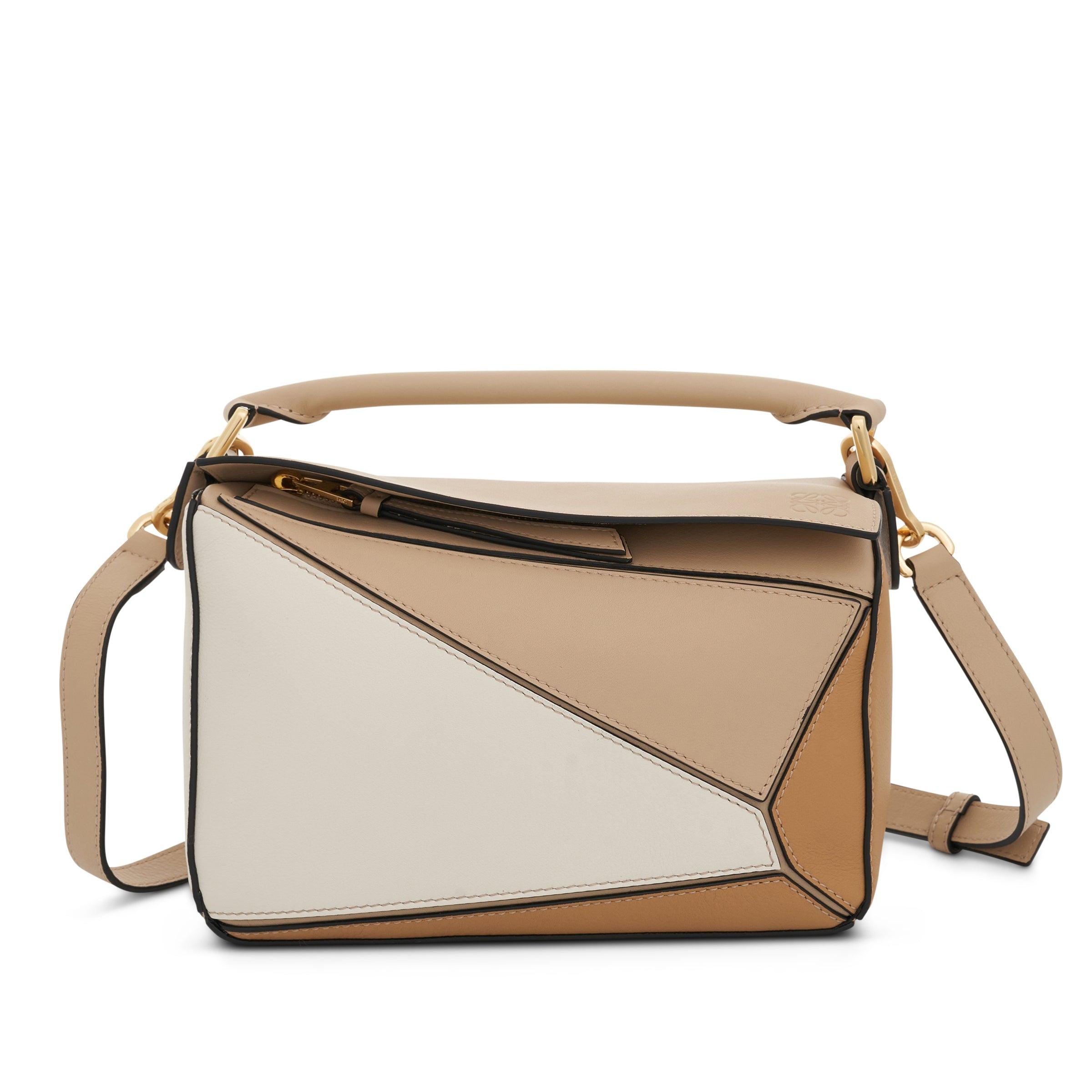 Loewe Small Puzzle Bag In Classic Calfskin In Dusty Beige/soft White in  Natural | Lyst