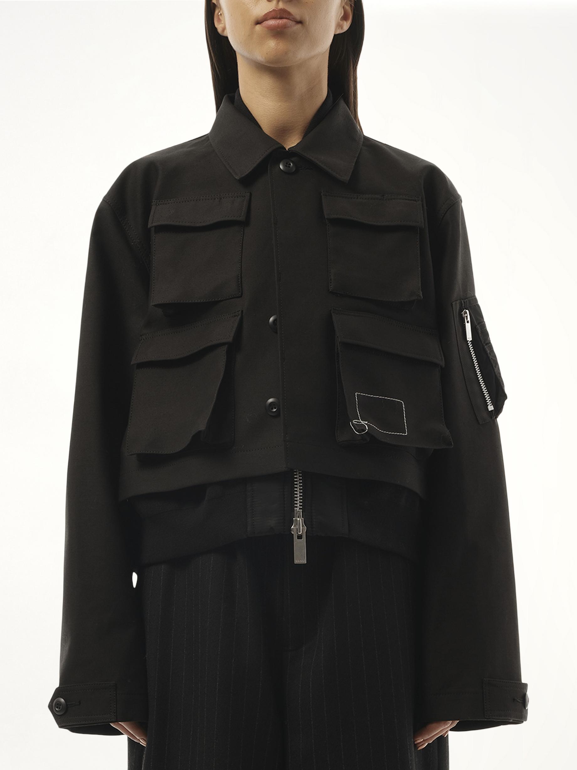 Sacai Wtaps Cotton Back Satin X Nylon Twill Jacket in Black | Lyst