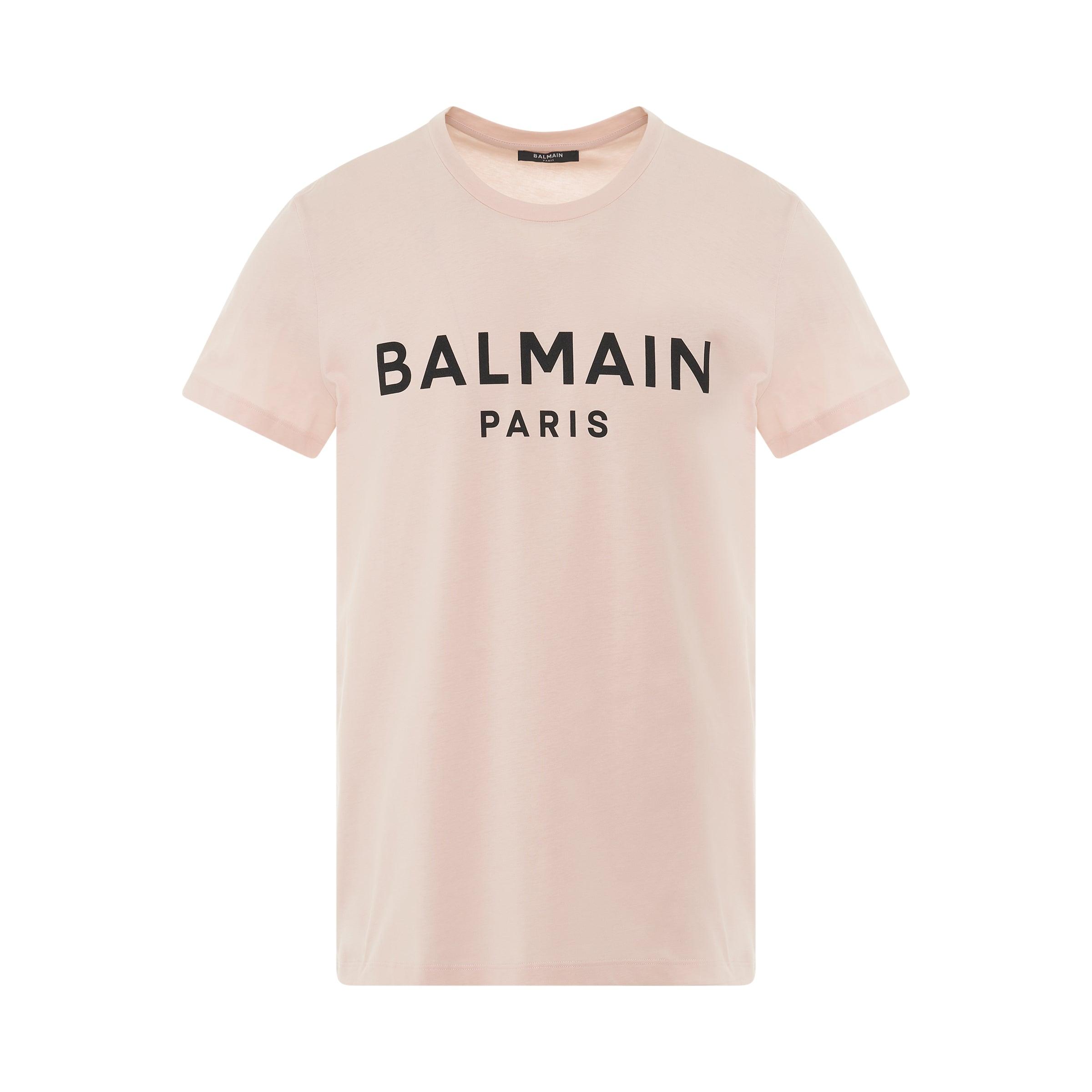 Balmain Cotton Paris Logo Printed Classic Fit T-shirt In Pink for Men | Lyst