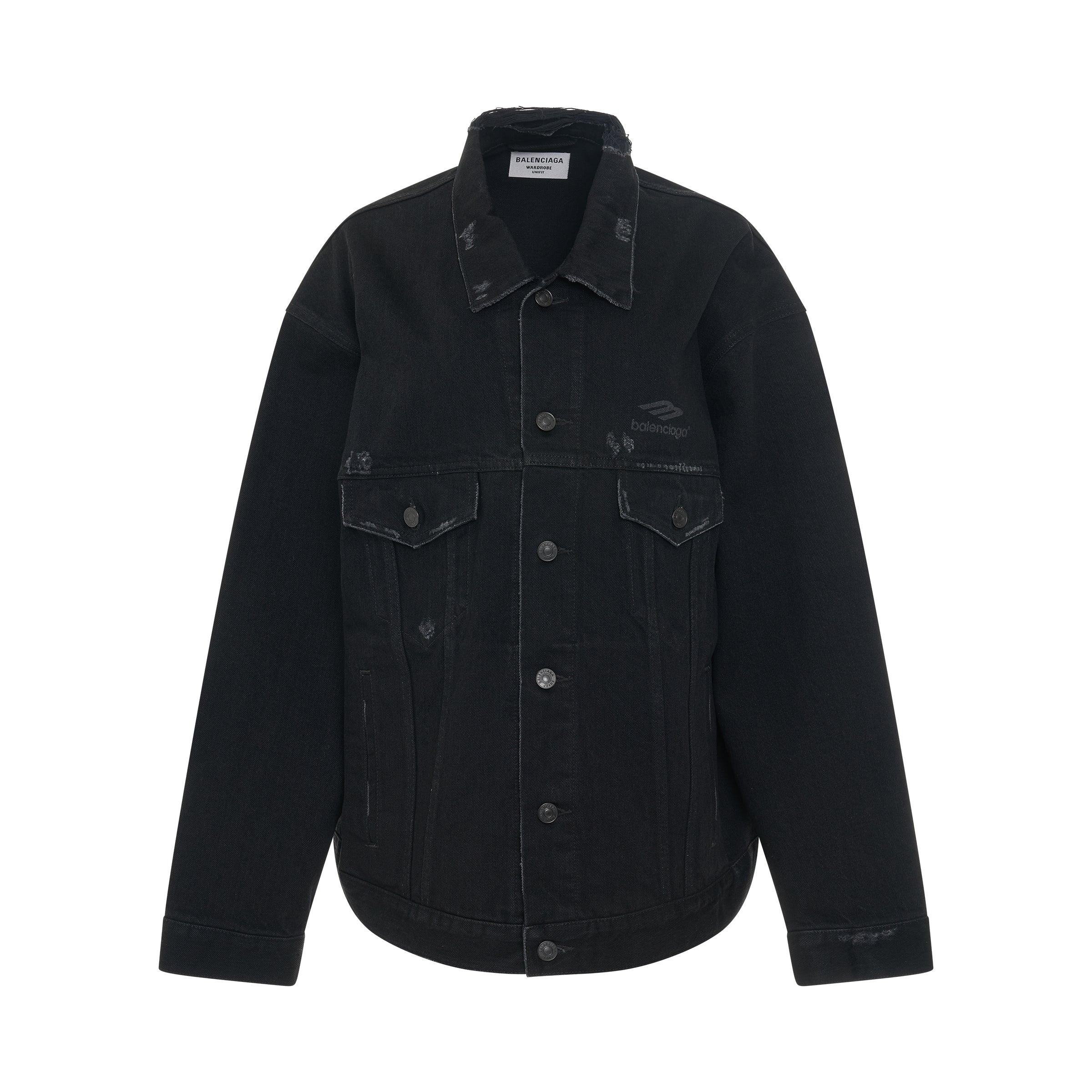 Balenciaga 3b Sports Icon Large Fit Denim Jacket In Black in Blue | Lyst UK