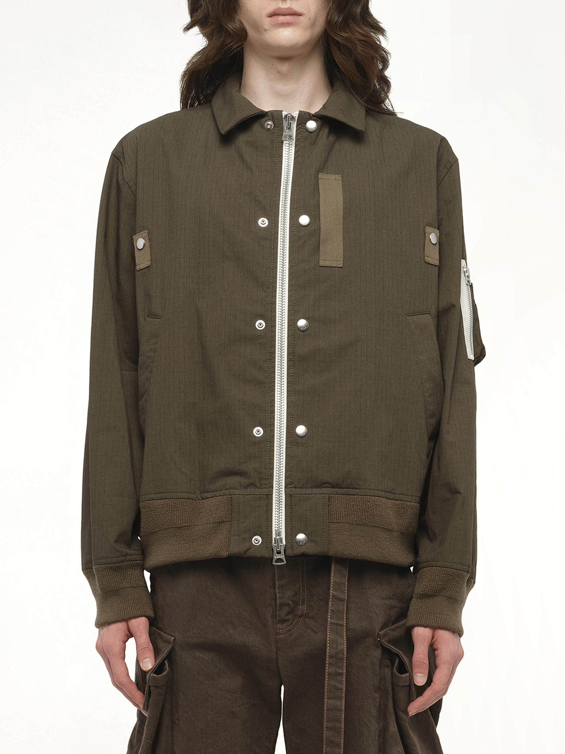 Sacai Rip Stop Blouson Bomber Jacket, 100% Polyester in Green for