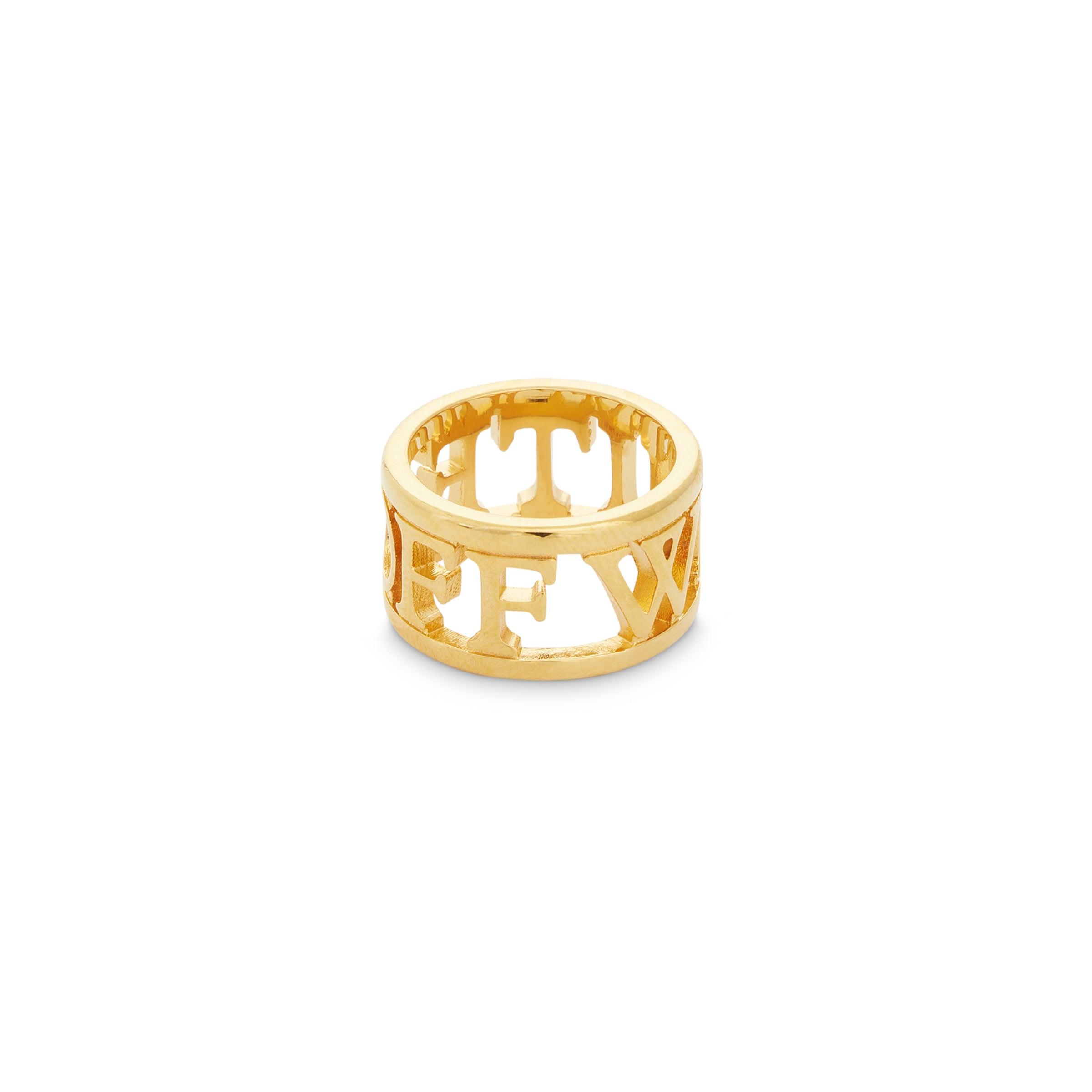 Off-White c/o Virgil Abloh Logo Ring In Gold in Metallic