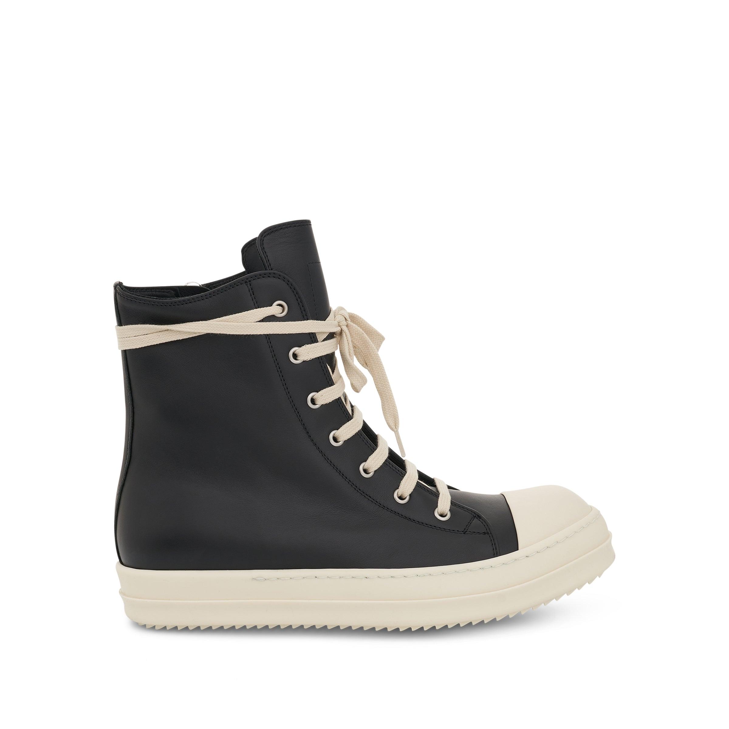 Rick Owens Strobe Leather Sneaker In Black/milk for Men | Lyst