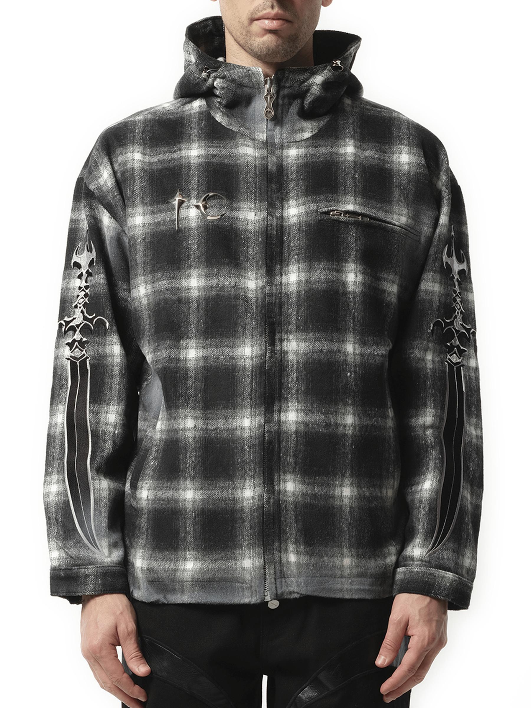 THUG CLUB Arab Sword Flannel Zip-Up Jacket in Black for Men | Lyst UK