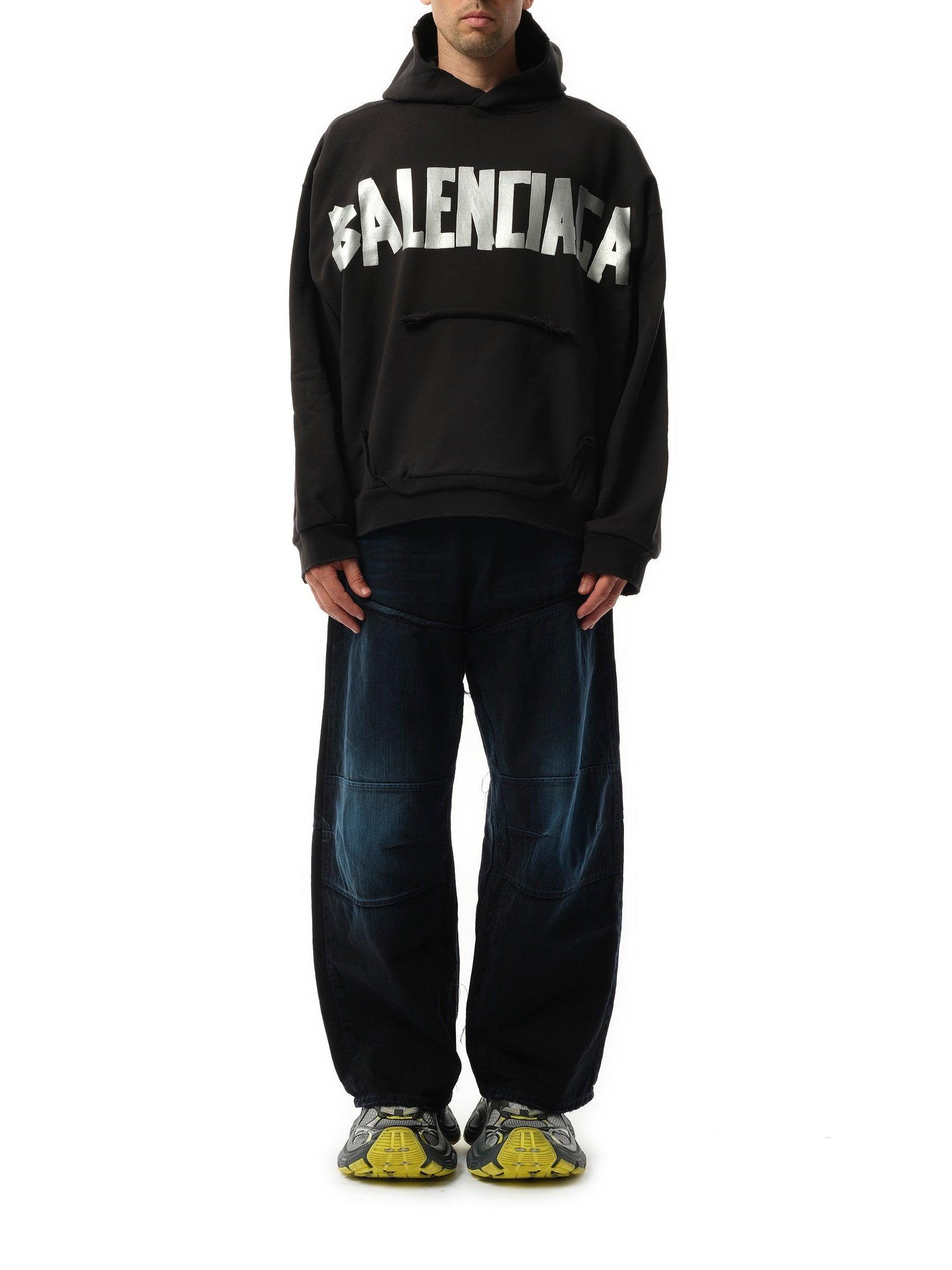 Balenciaga Tape Type Ripped Pocket Hoodie, 100% Cotton, Size