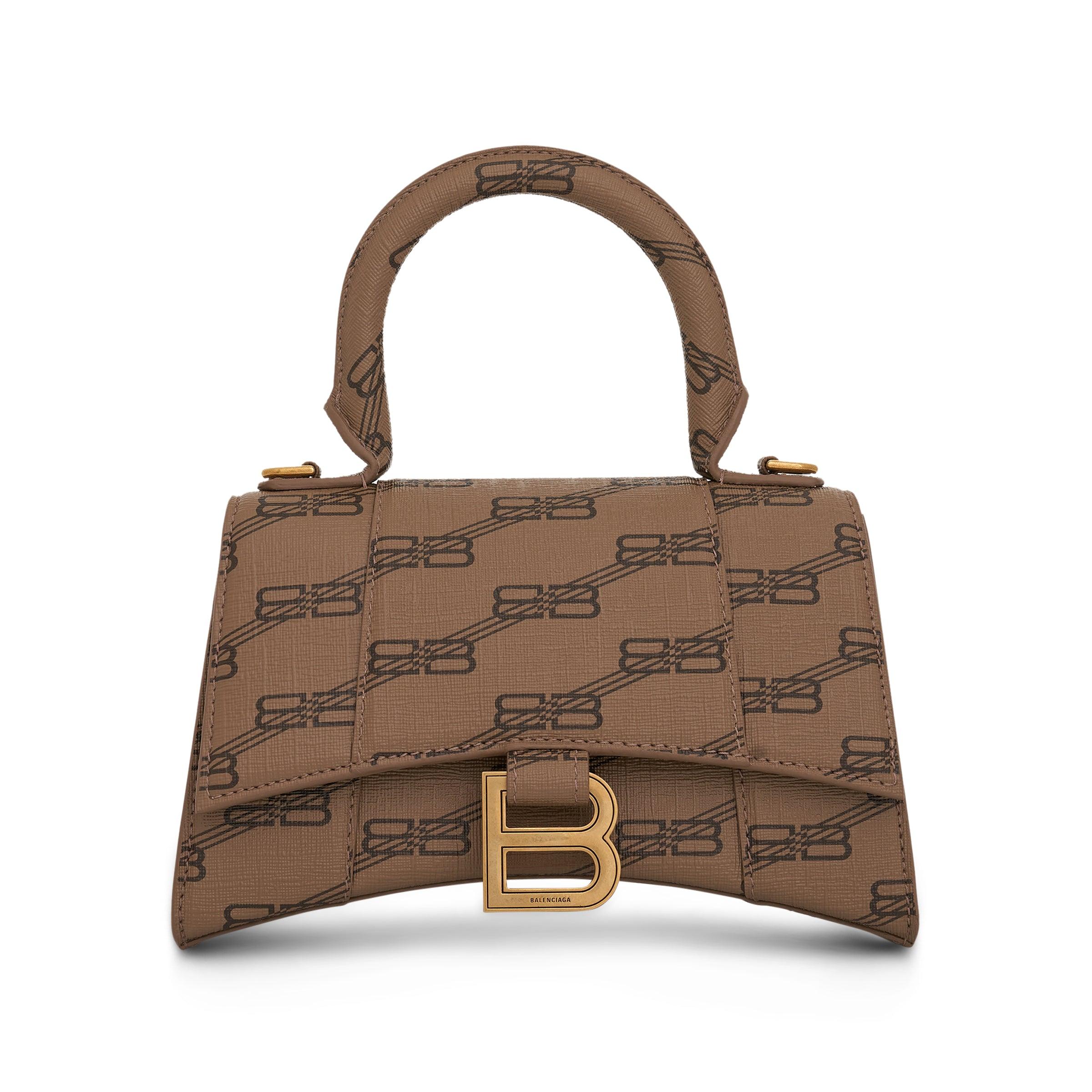 Balenciaga Hourglass Handbag XS BB Monogram Beige/Brown