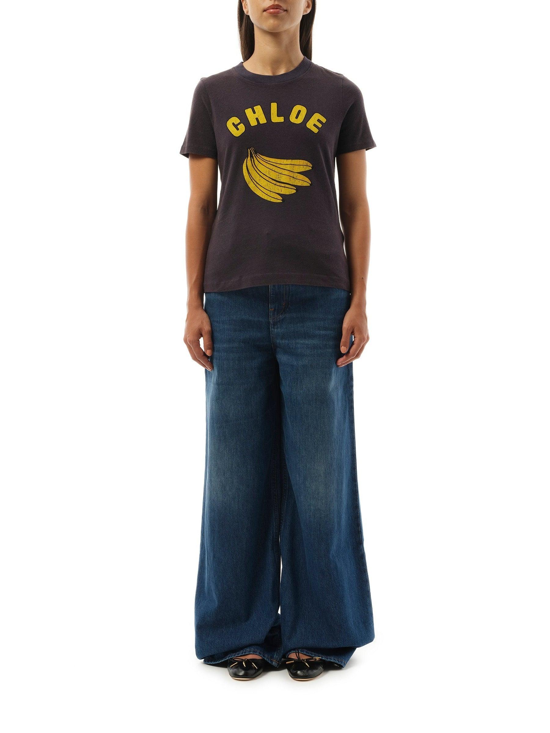 Chloé Banana Print T-Shirt, Short Sleeves, 100% Cotton in Black | Lyst