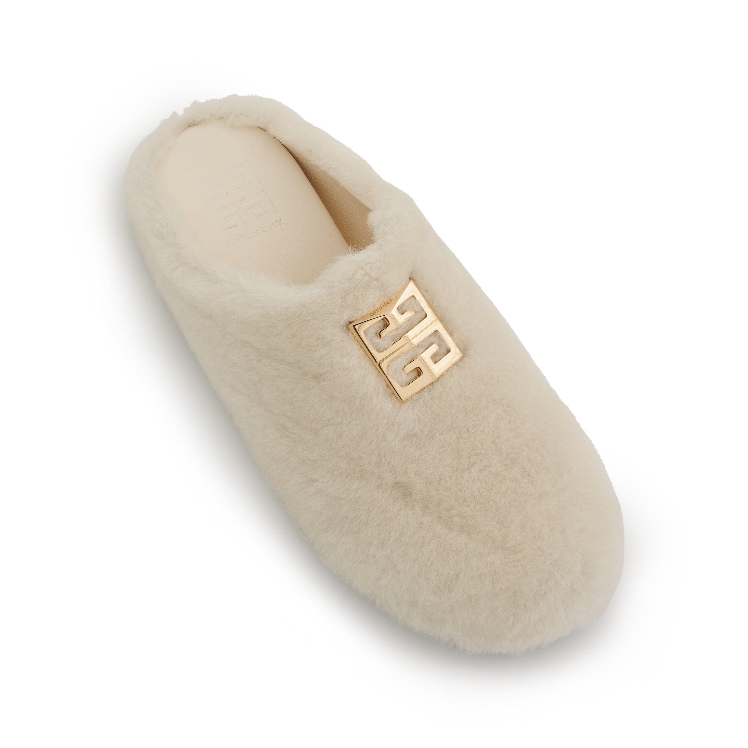 Givenchy 4G Shearling Slip On Sandals 100 Lamb Skin in Natural Lyst