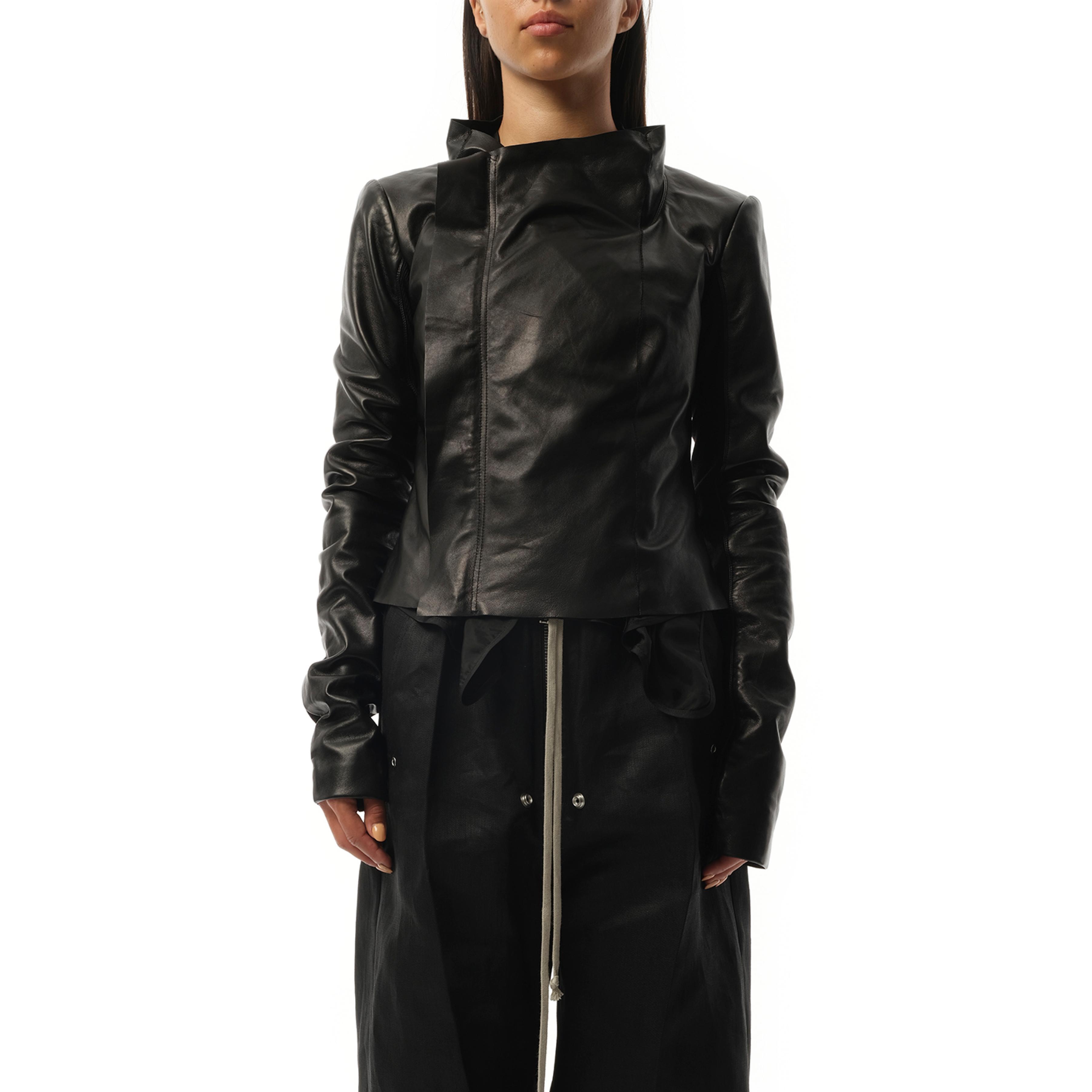 Rick Owens Low Neck Biker Jacket, Long Sleeves, 100% Lamb Leather