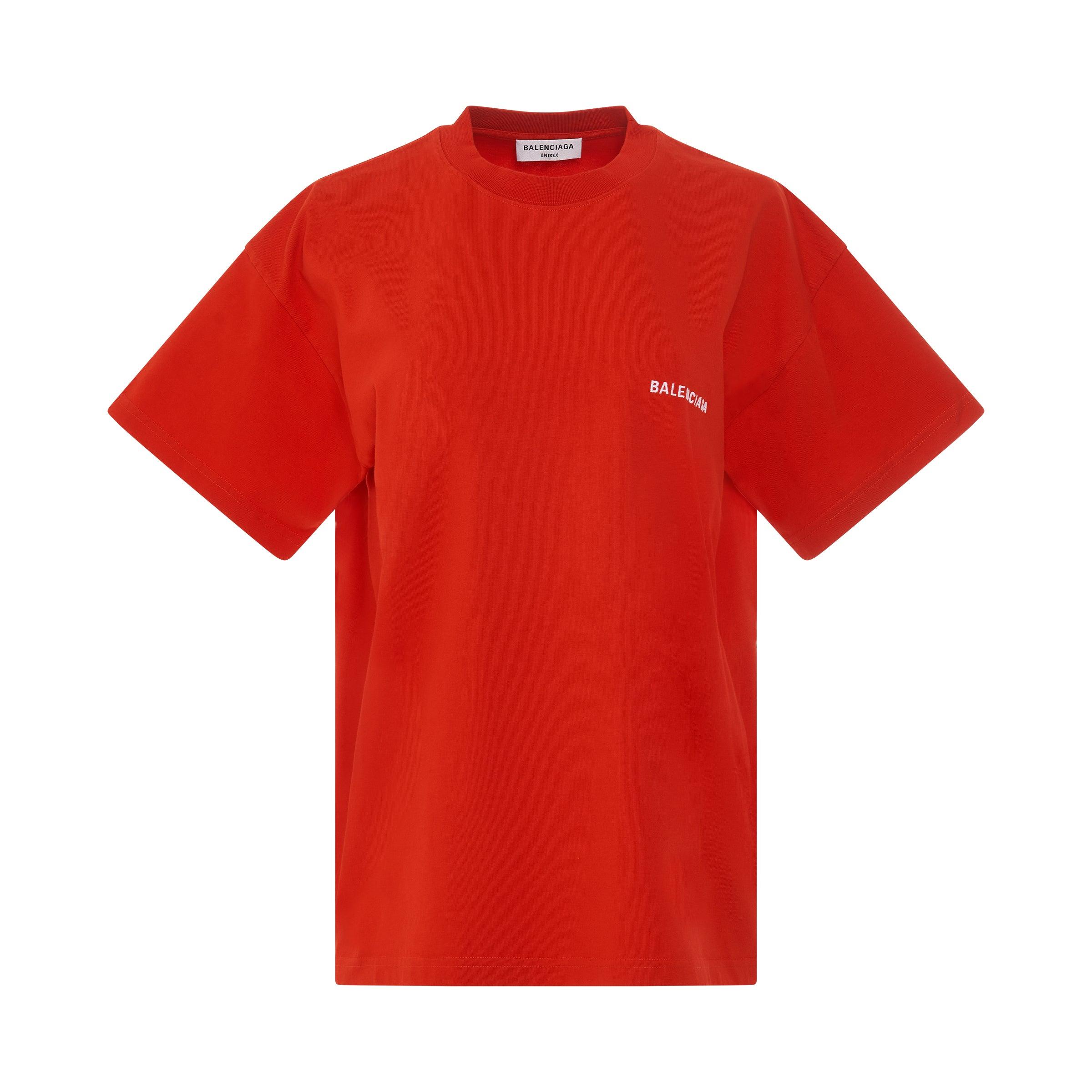 Balenciaga Logo Regular Fit T-shirt In Bright Red | Lyst