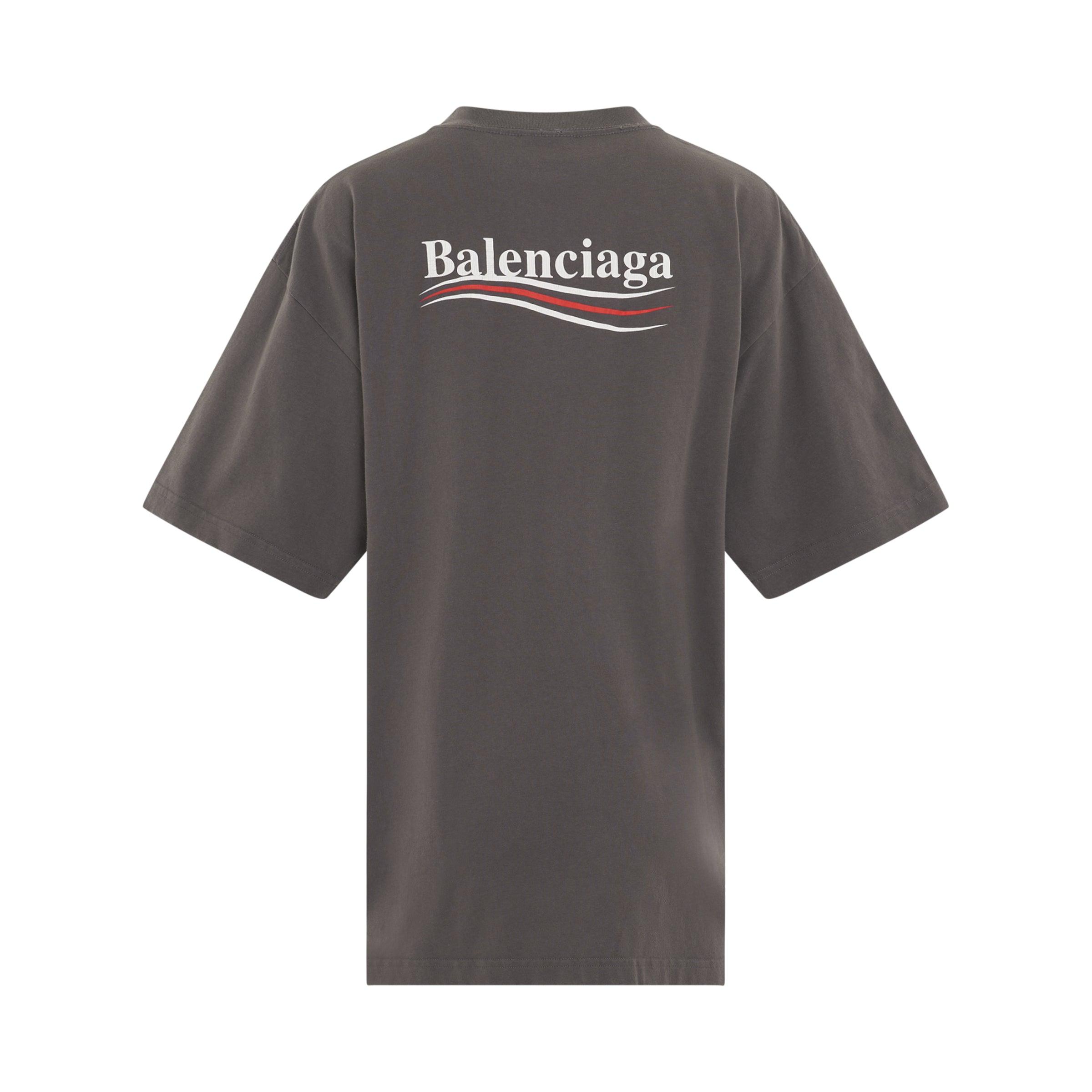 Balenciaga Political Campaign Crack Large Fit T-shirt In Smoked Grey/white in Gray | Lyst