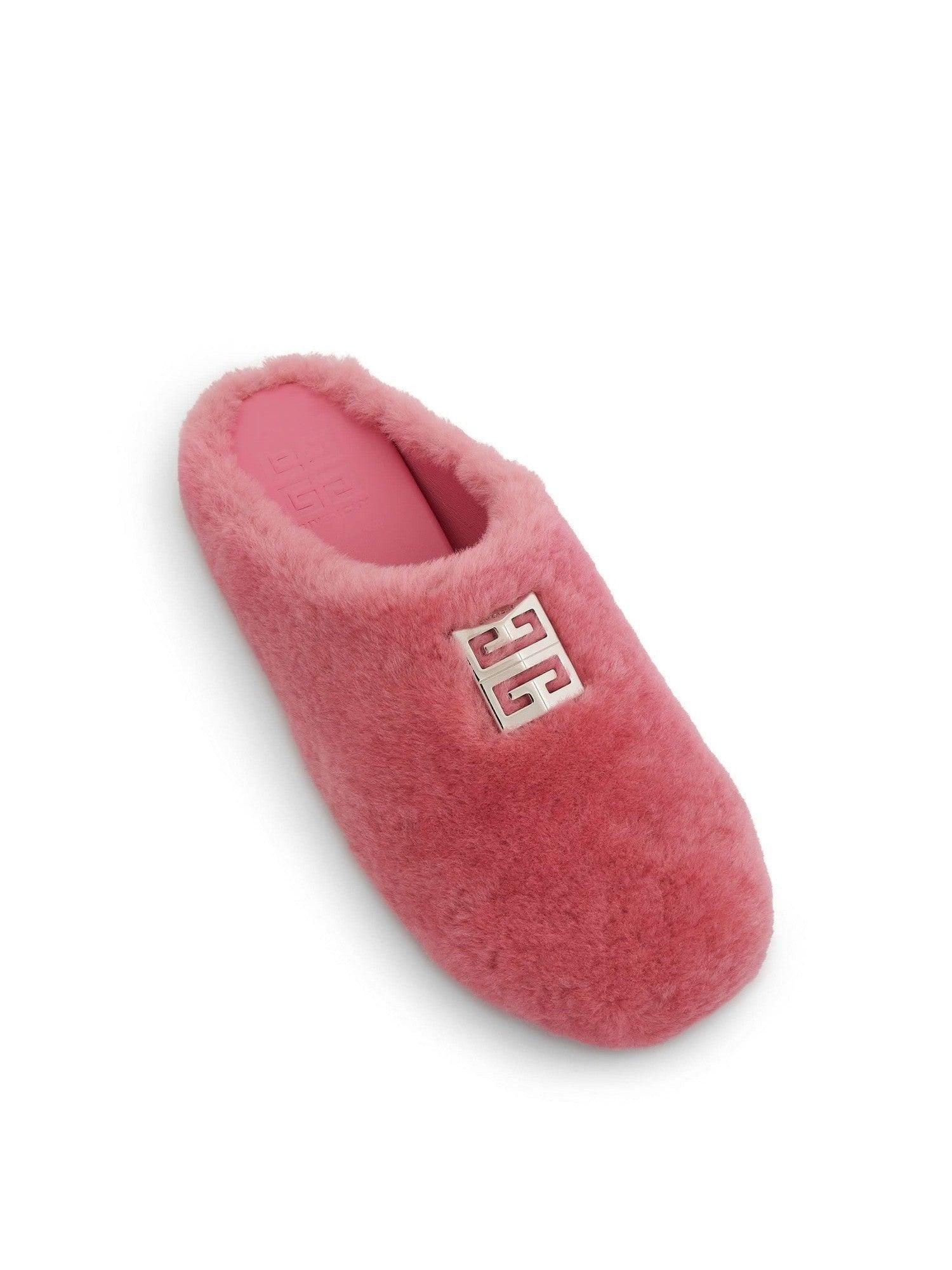Pink Givenchy Fur Slippers Givenchy 4G Shearling Slip On Sandals