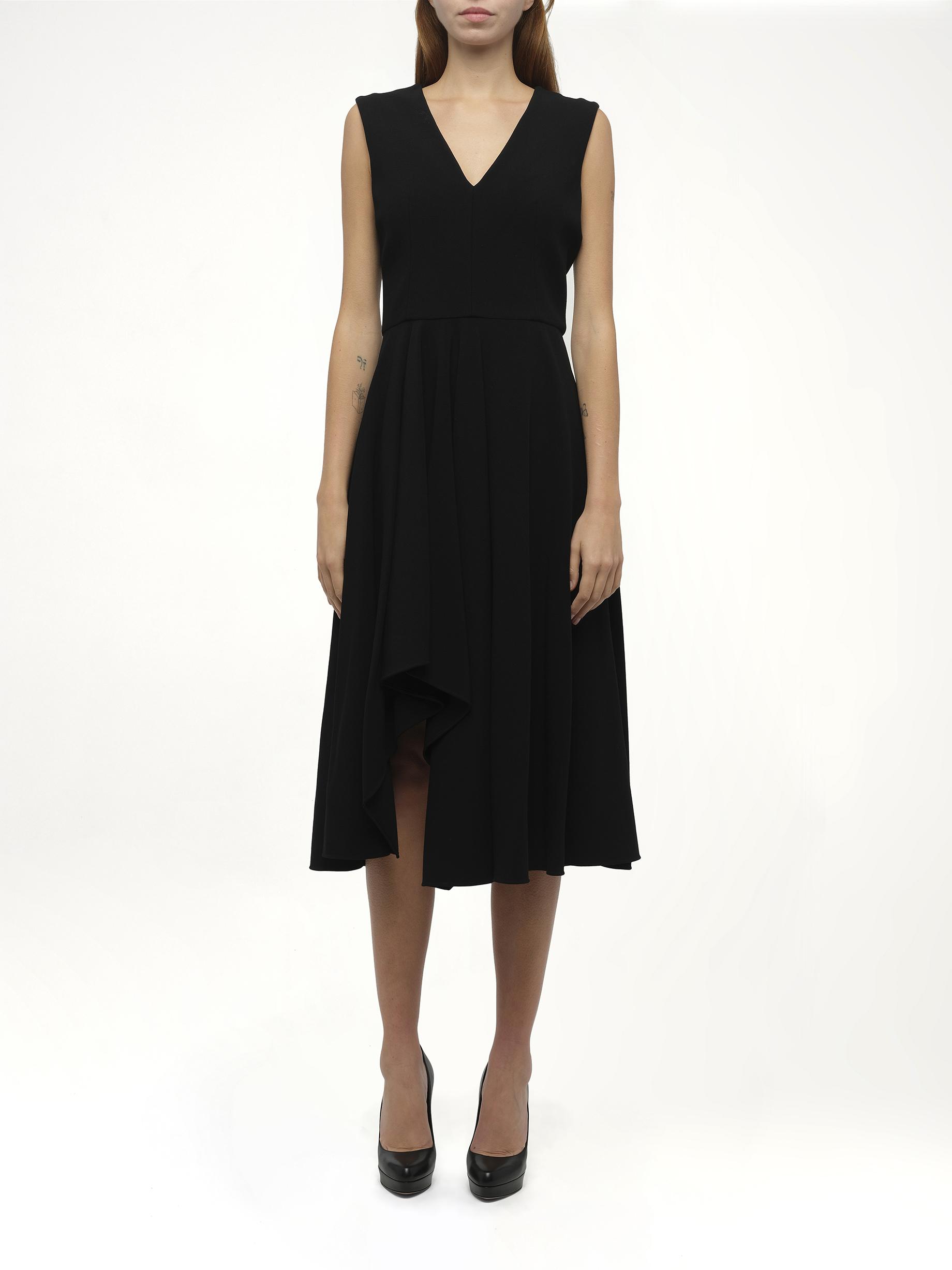 Alexander McQueen Vネック ミディドレス ブラック McQueen V Neck Dresses for Women | Lyst