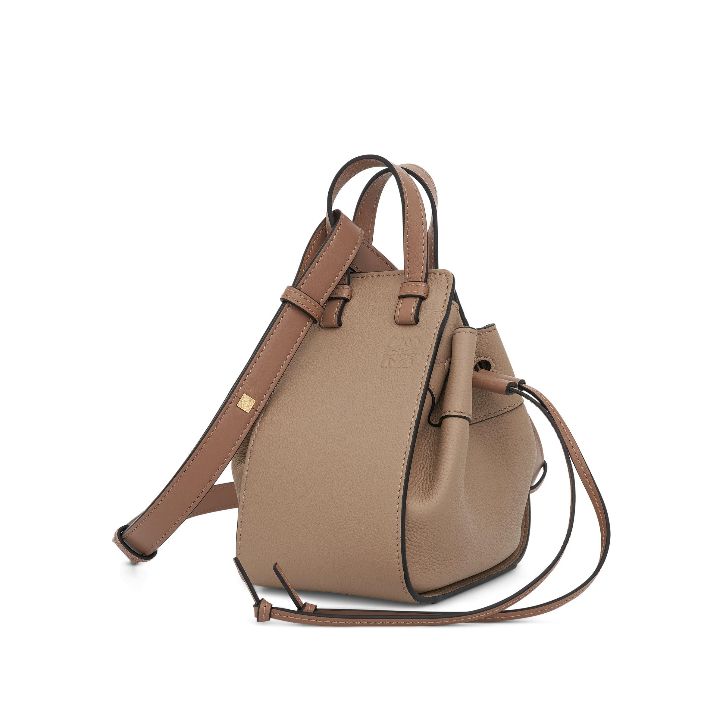 Loewe Mini Hammock Drawstring Bag Grained Calfskin In Brown