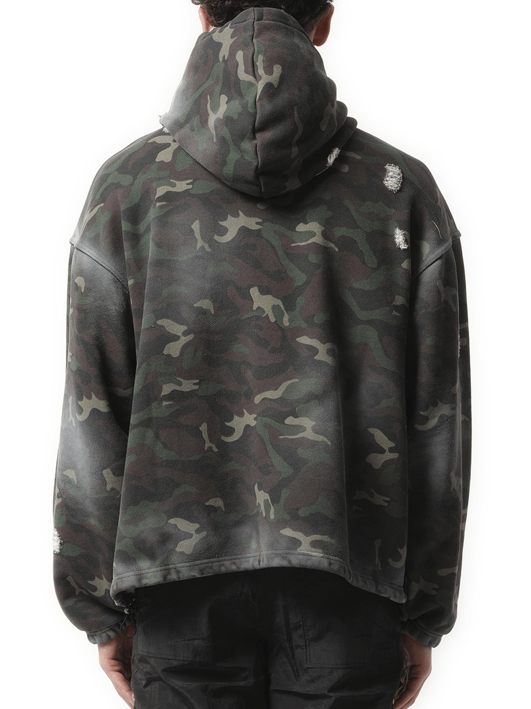 THUG CLUB Sprayed Camoflage Rock Hoodie, 100% Leather in Gray for 