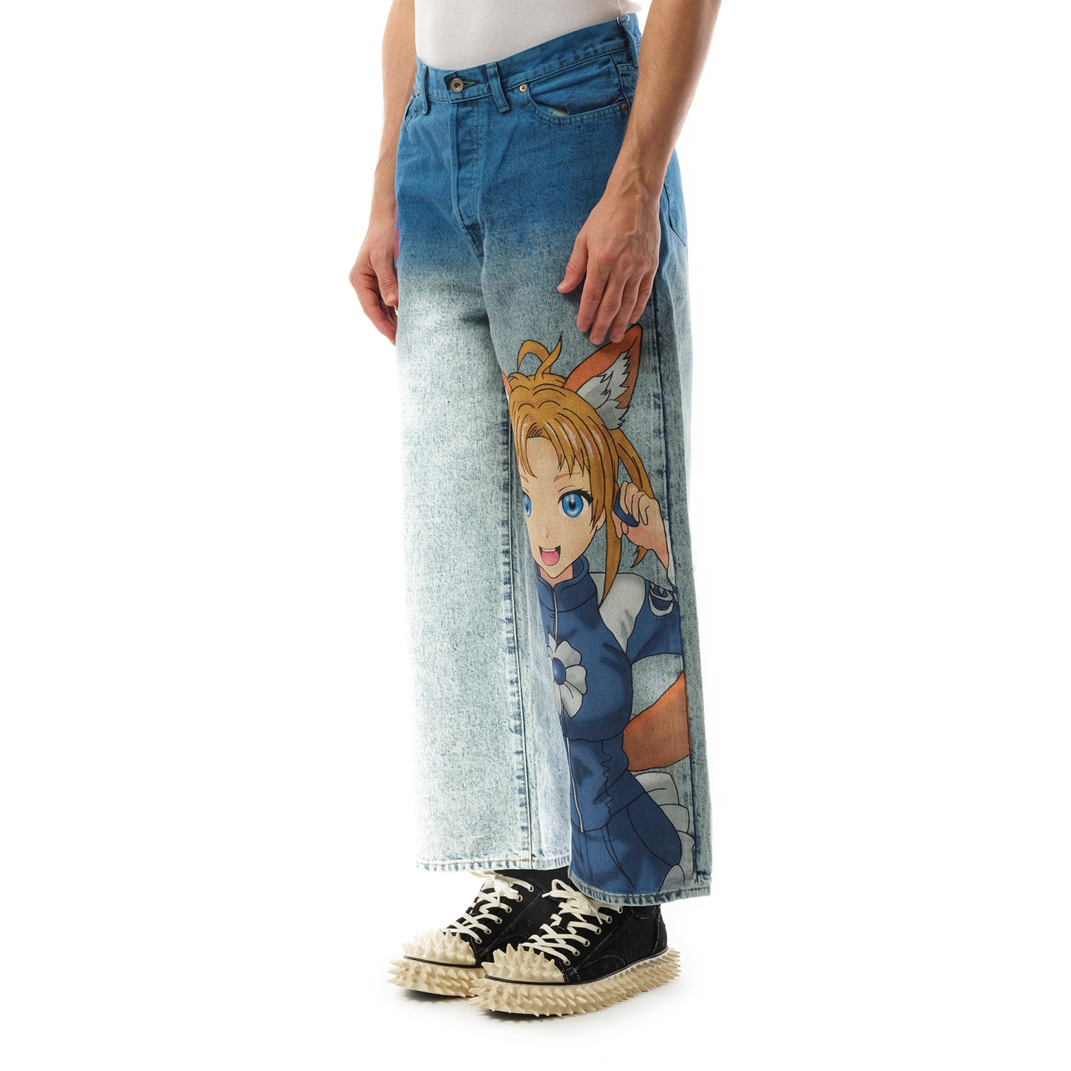 Doublet Anime Hand-Painting Denim Pants, 100% Cotton, Size