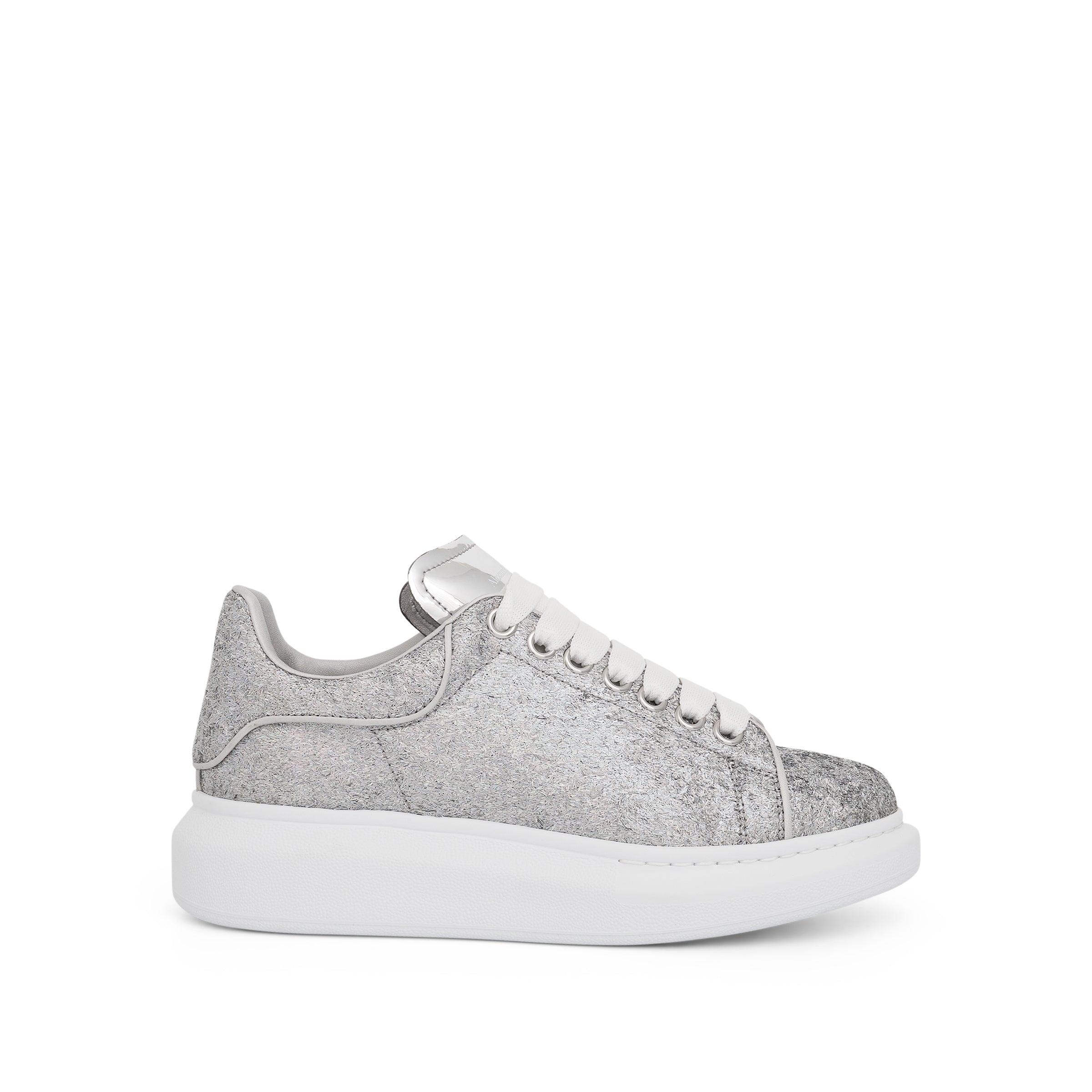 Alexander McQueen Oversized White And Silver Glitter Sneakers New