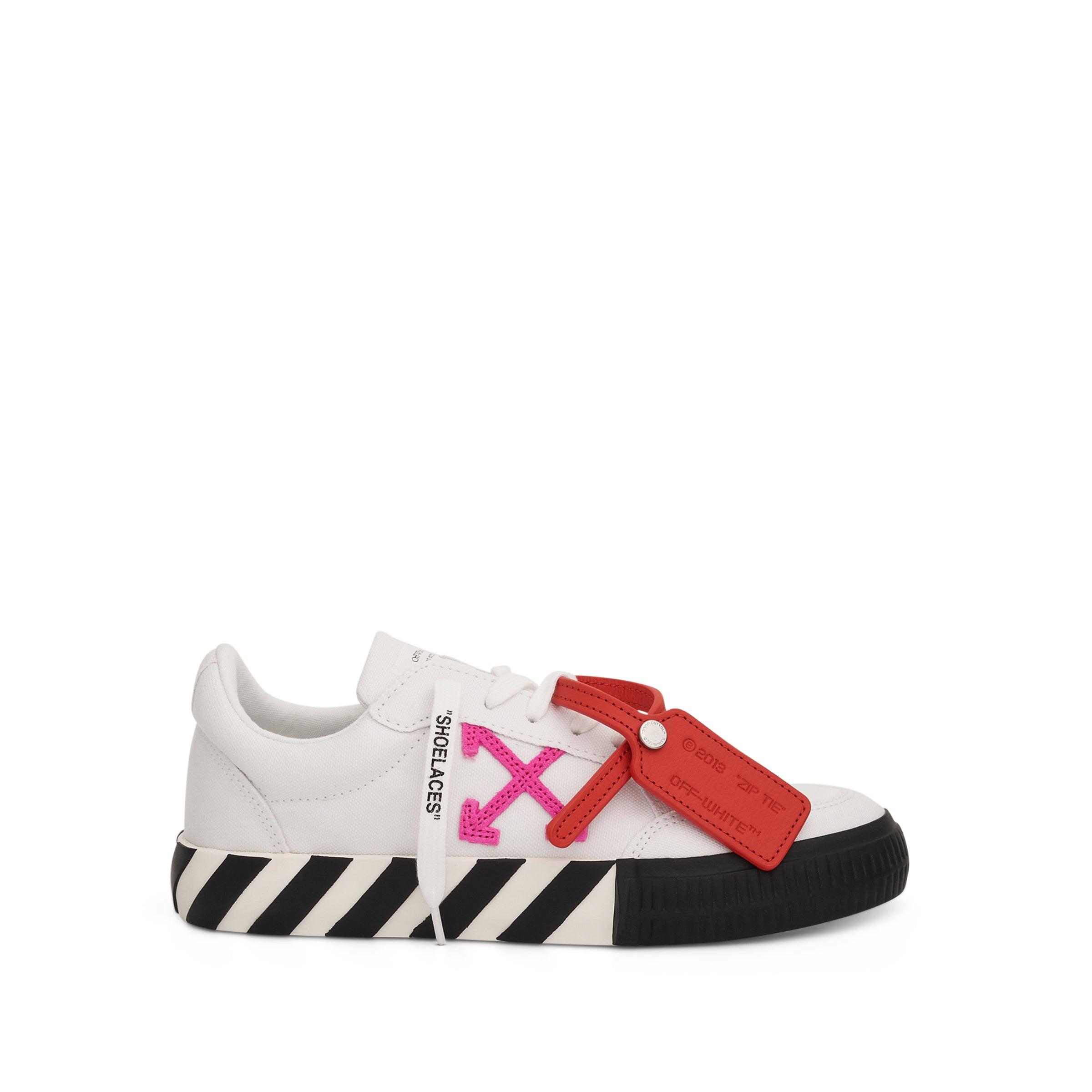 Off-White c/o Virgil Abloh Low Vulcanized Canvas Sneaker In White/fuchsia  in Red | Lyst
