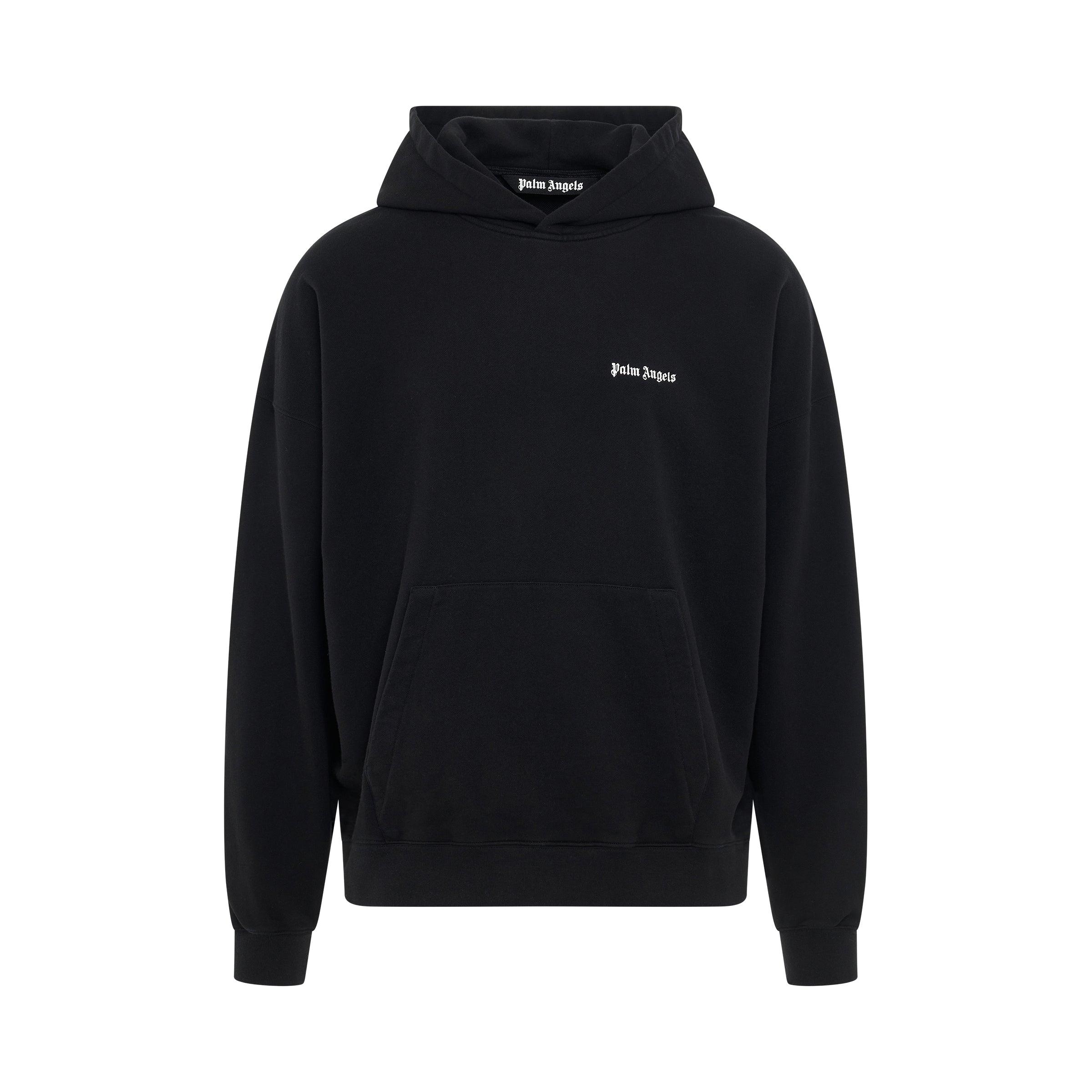 Palm Angels Cotton Embroidered Logo Hoodie In Black in Blue for