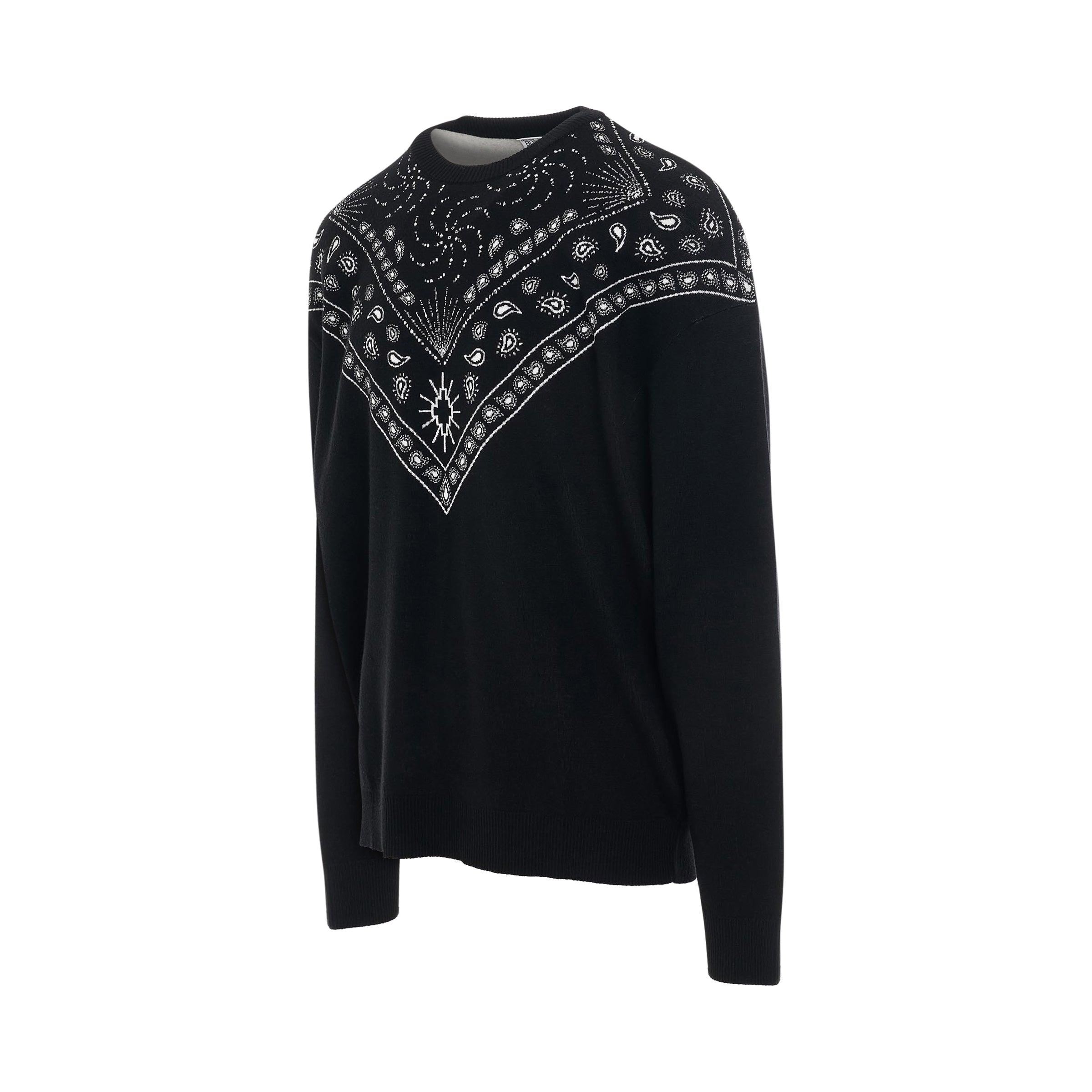 Marcelo Burlon Bandana Knit Comfort Crew In Black/white for Men | Lyst