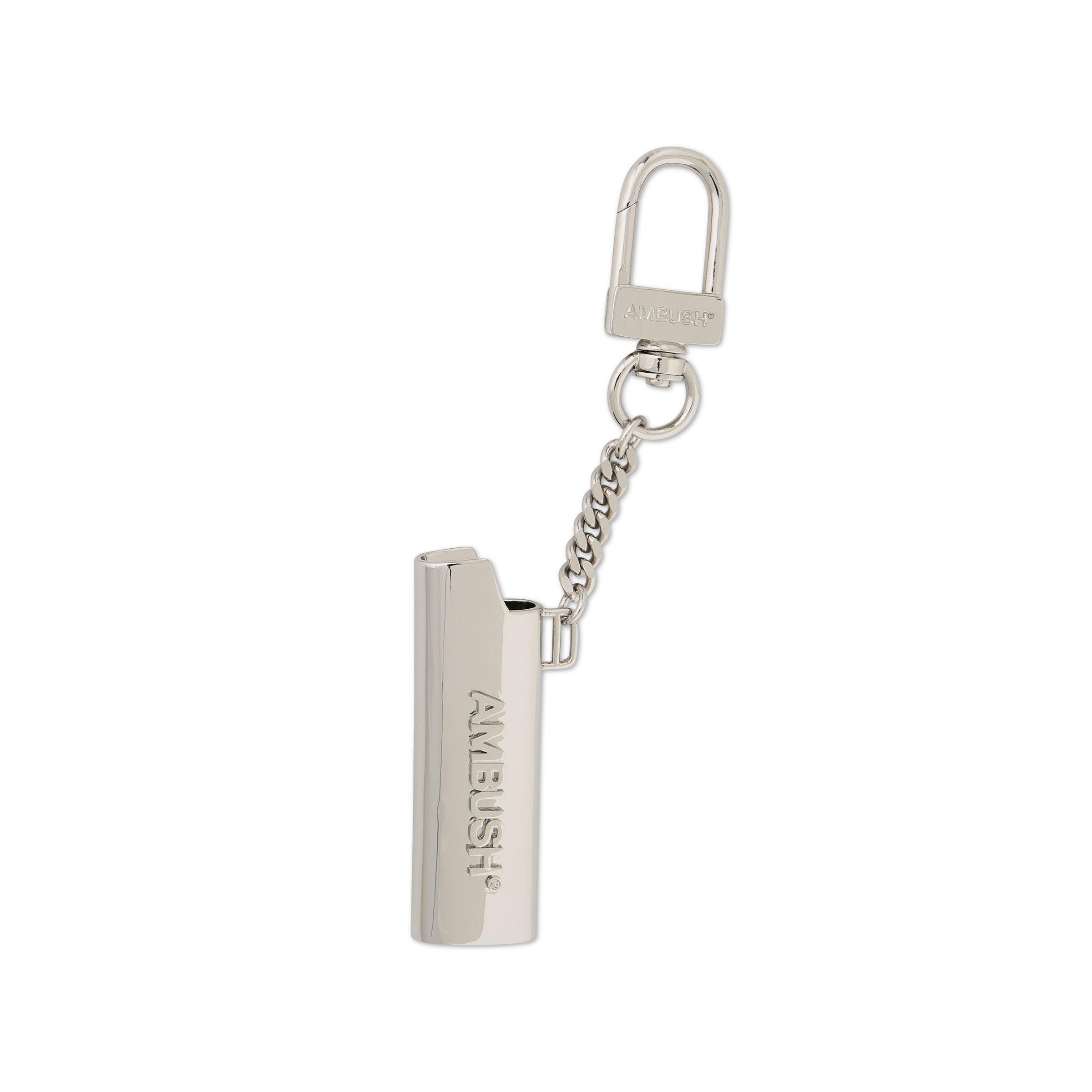 Ambush Logo Lighter Case Key Chain In Silver in White