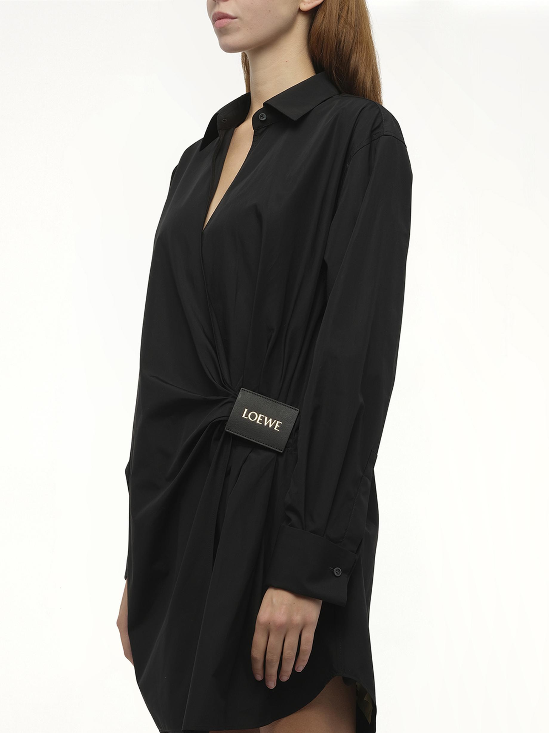 【関税込・国内発送】LOEWE Draped cotton shirt dress Draped cotton shirt dress in black - Loewe | Mytheresa