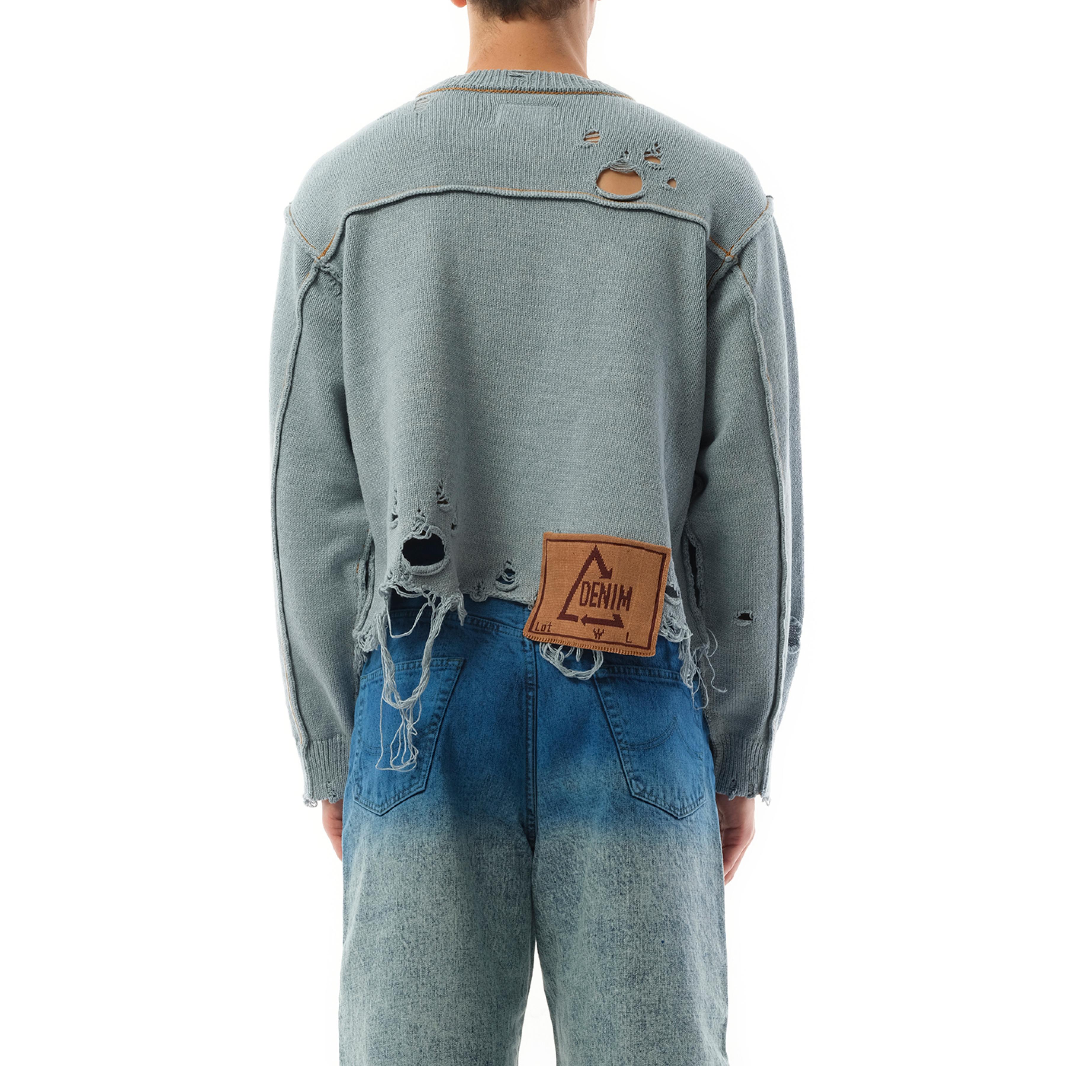 Doublet Recycle Denim Yarn Sweater, Long Sleeves, 100