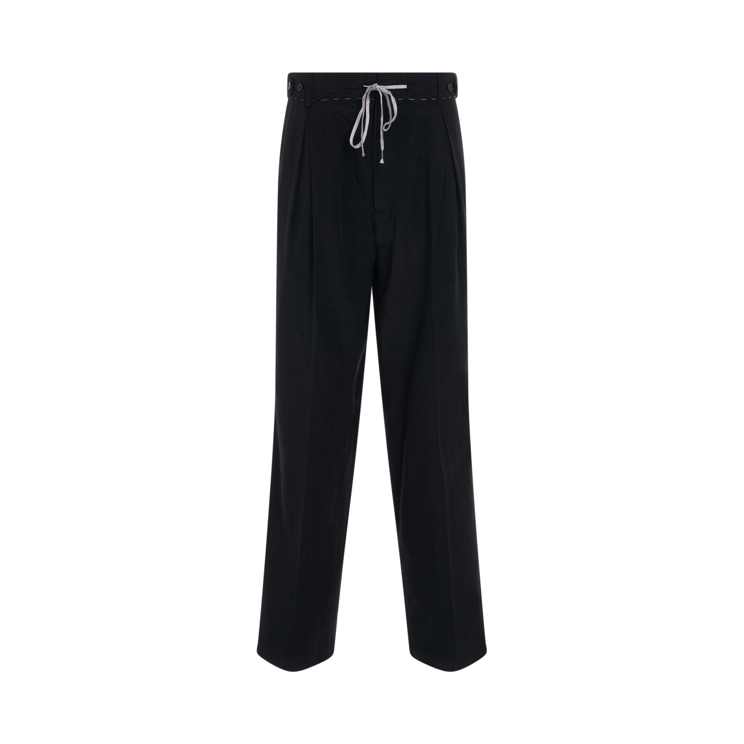 Maison Margiela Drawstring Cotton Pants In Black | Lyst