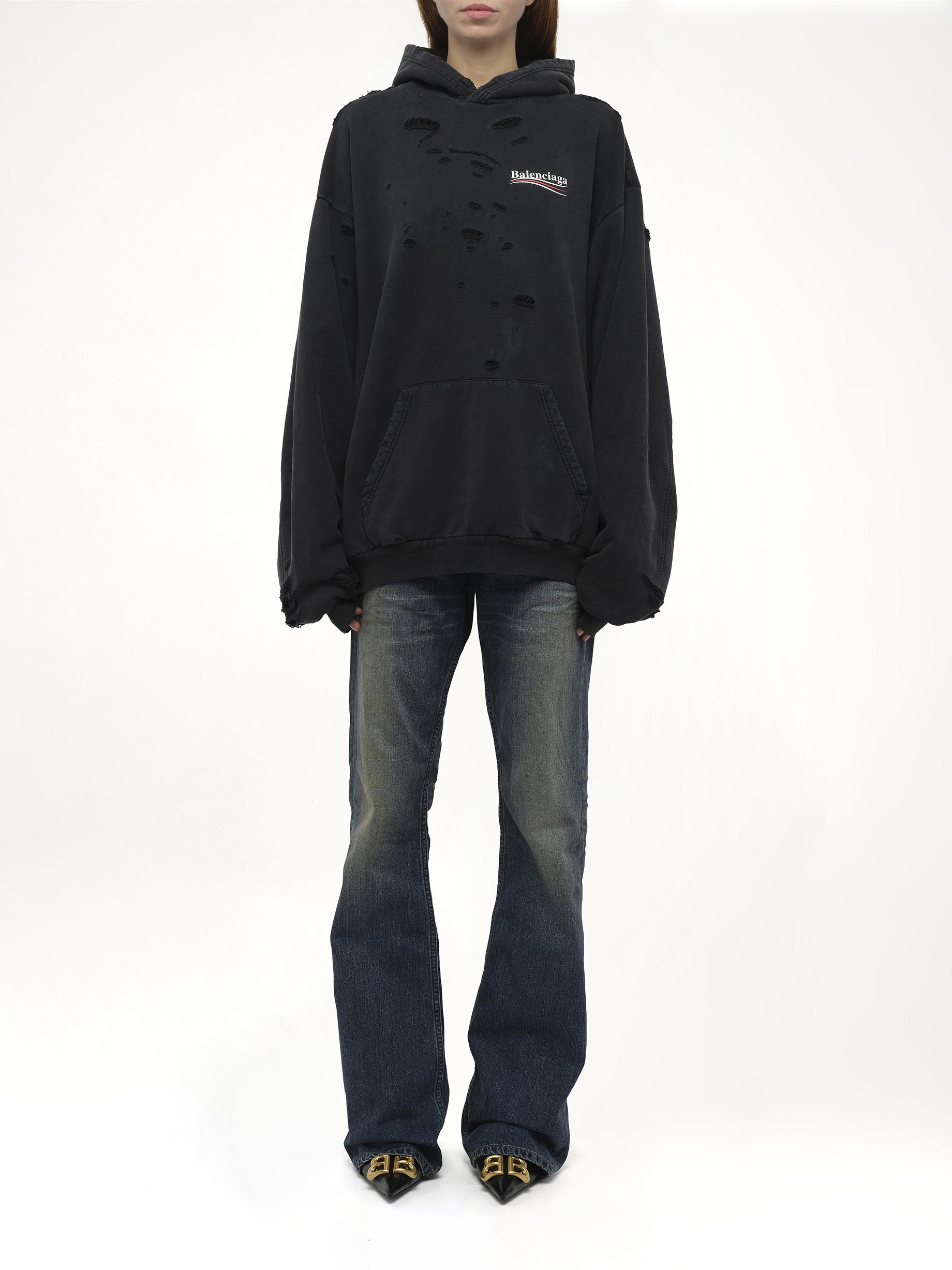 Balenciaga Political Campaign Destroyed Hoodie, 100% Cotton, Size 