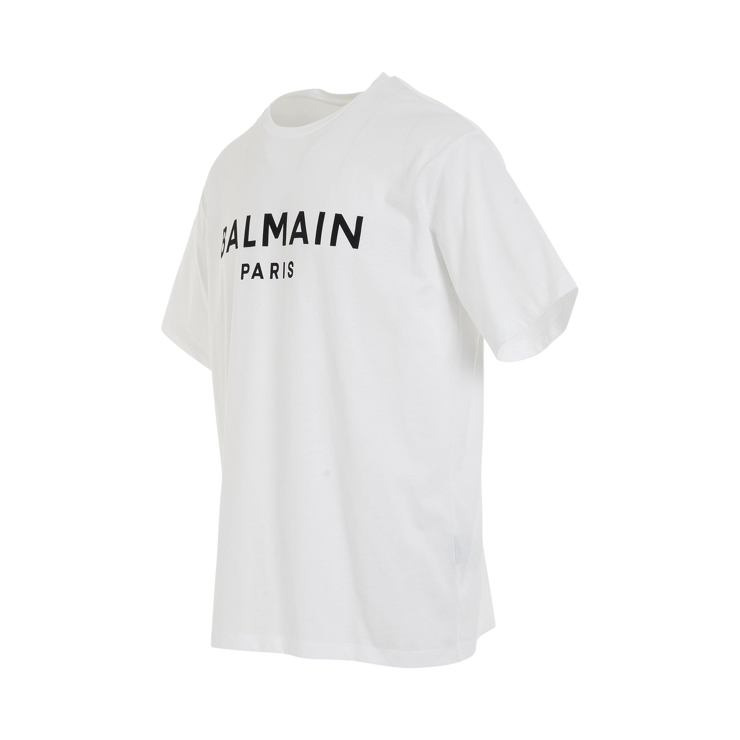 Balmain Classic Logo Print T-shirt In White for Men | Lyst