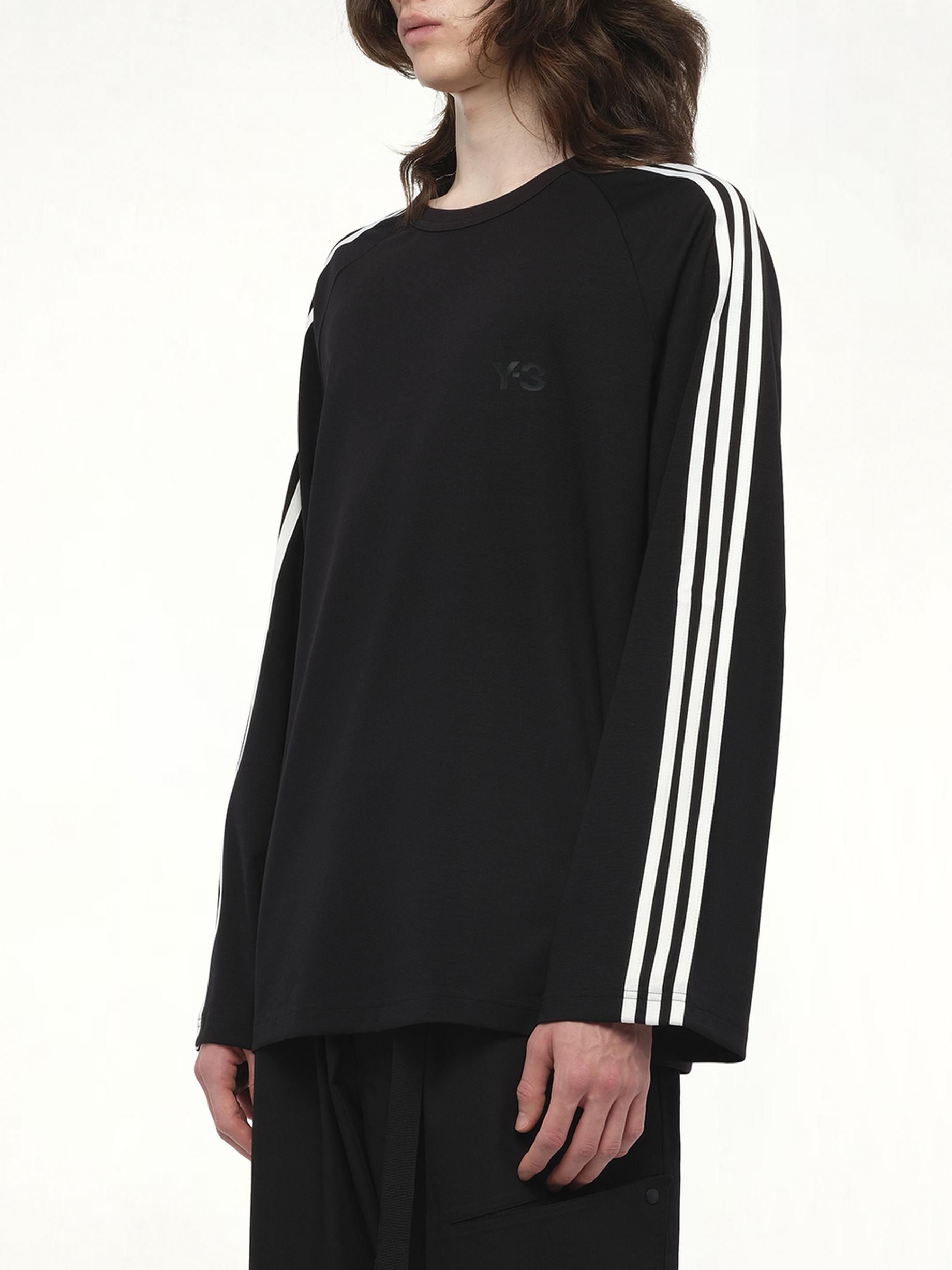 【Y-3】 3-STRIPE LONG SLEEVE T-SHIRT(送料無料） Y-3 Men's 3 Stripe Long sleeve T-shirt in Black/Off White Y-3