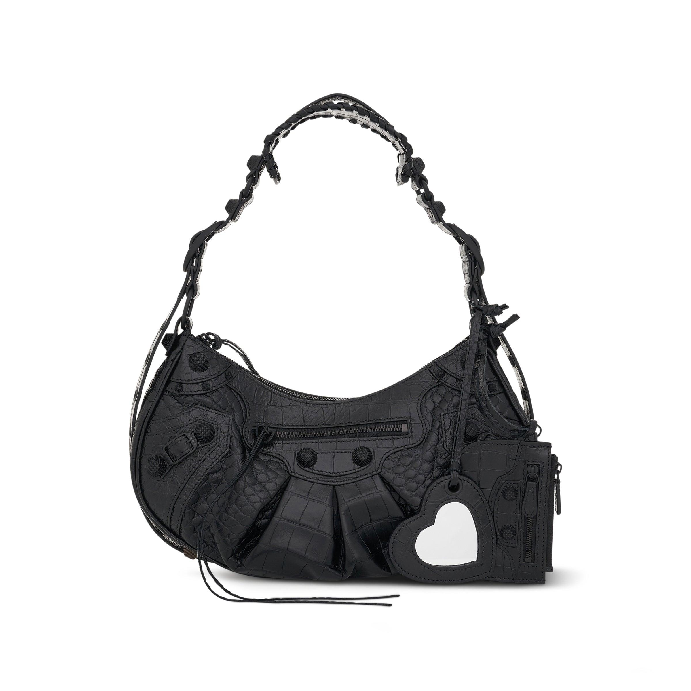 Balenciaga Le Cagole Embossed Croco Shoulder Bag Small In Black | Lyst UK