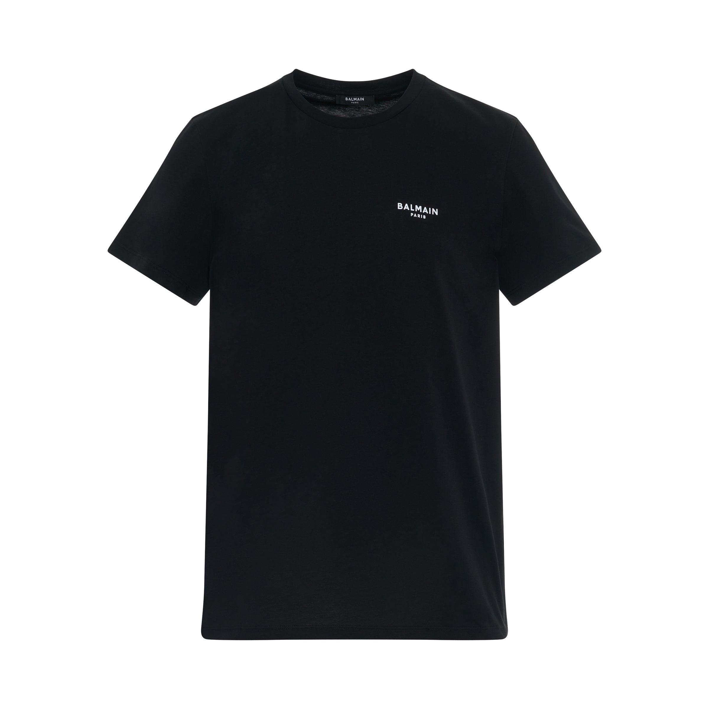 Balmain Flock Logo Short Sleeve T-shirt In Black for Men | Lyst