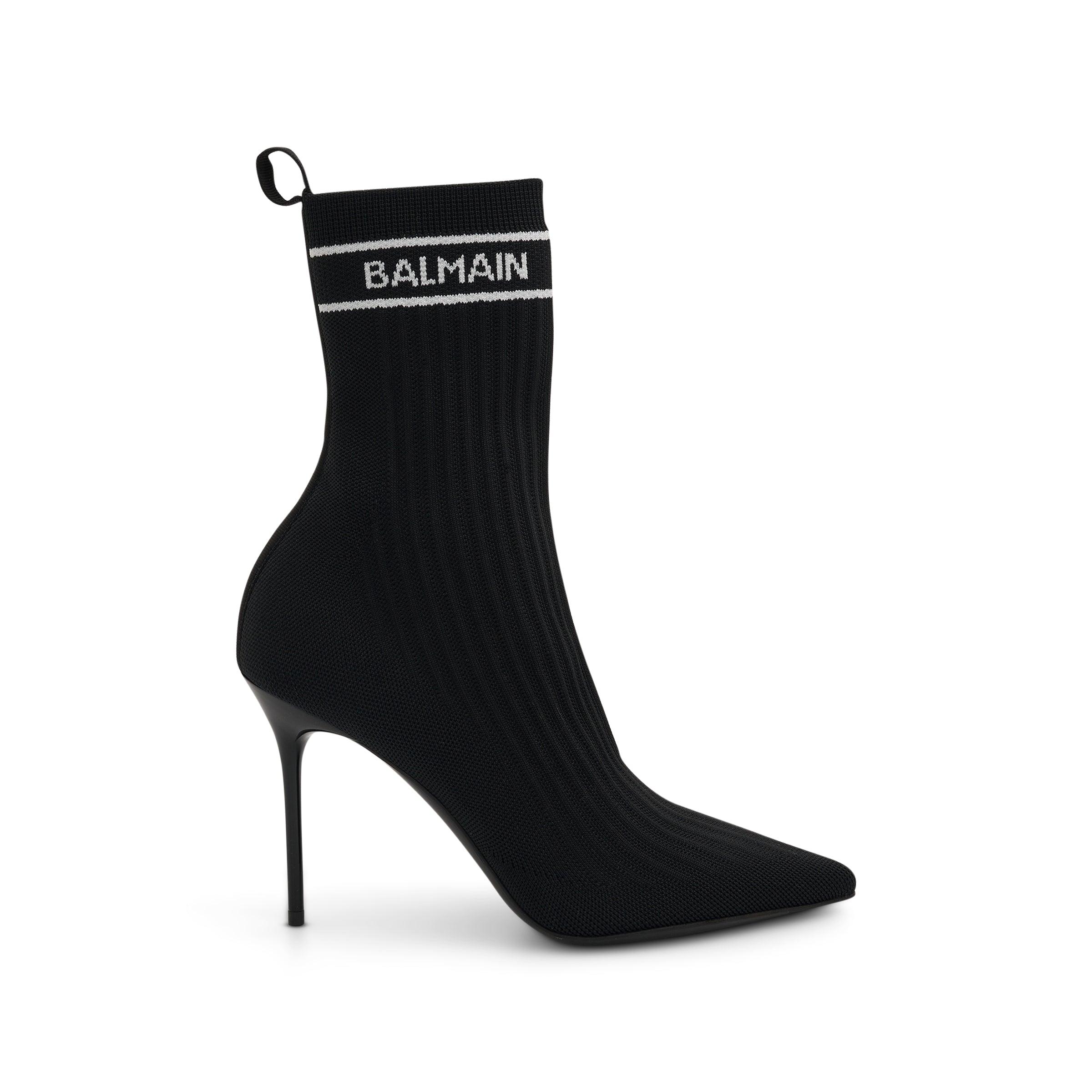 Balmain Skye Stretch Knit Ankle Boot In Black | Lyst