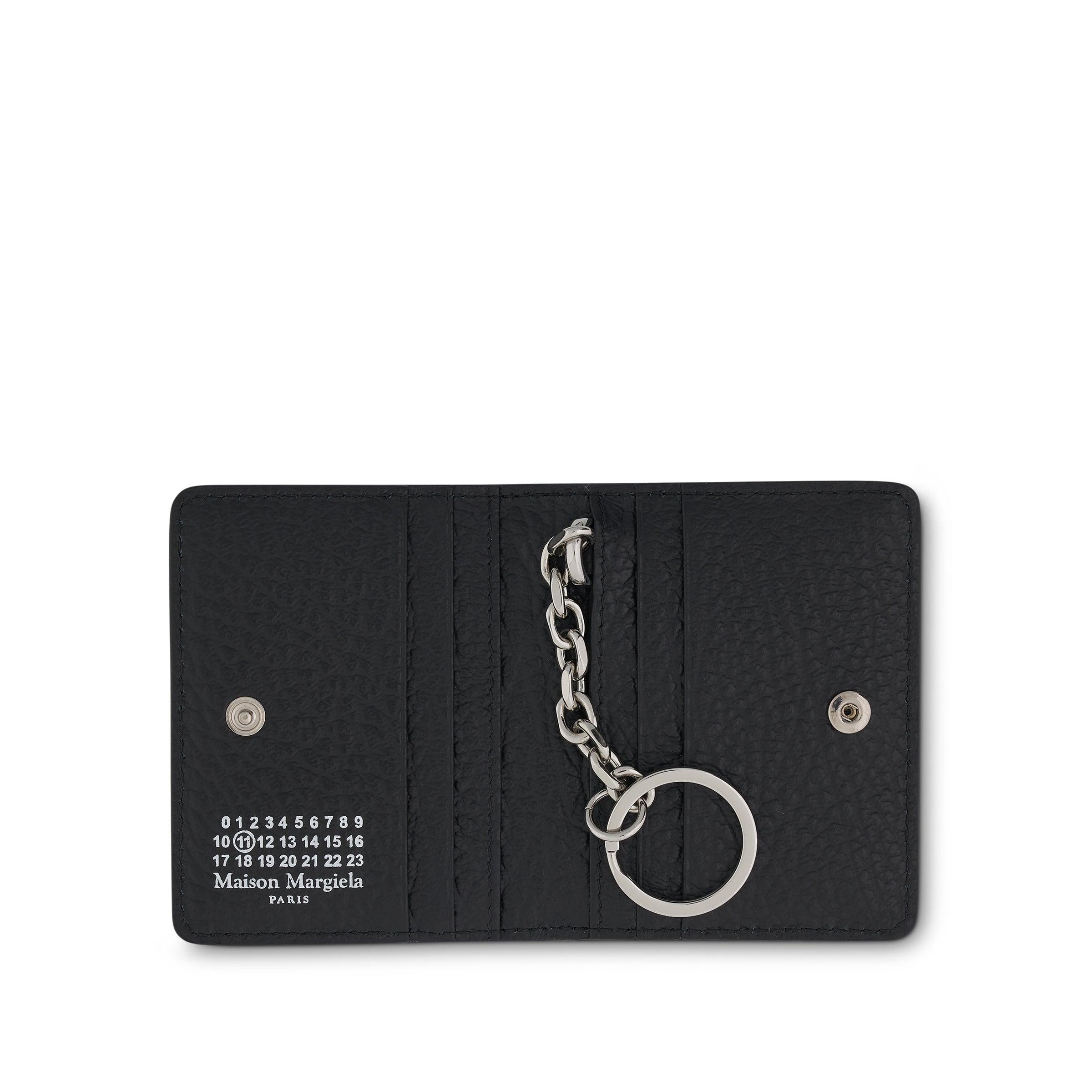 Maison Margiela Four Stitch Logo Card Holder With Keyring In Black