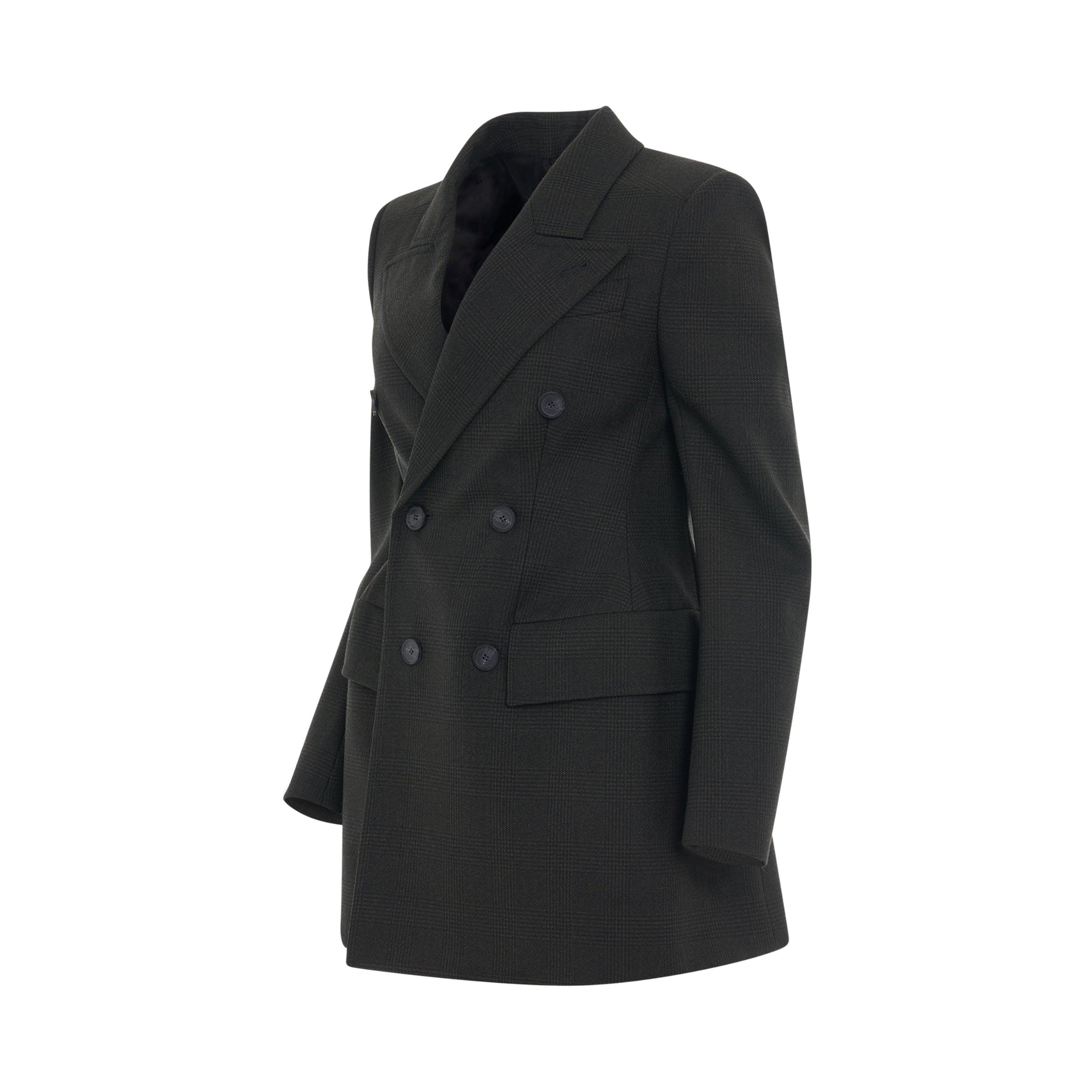 Double Breasted Hourglass Blazer In Khaki black