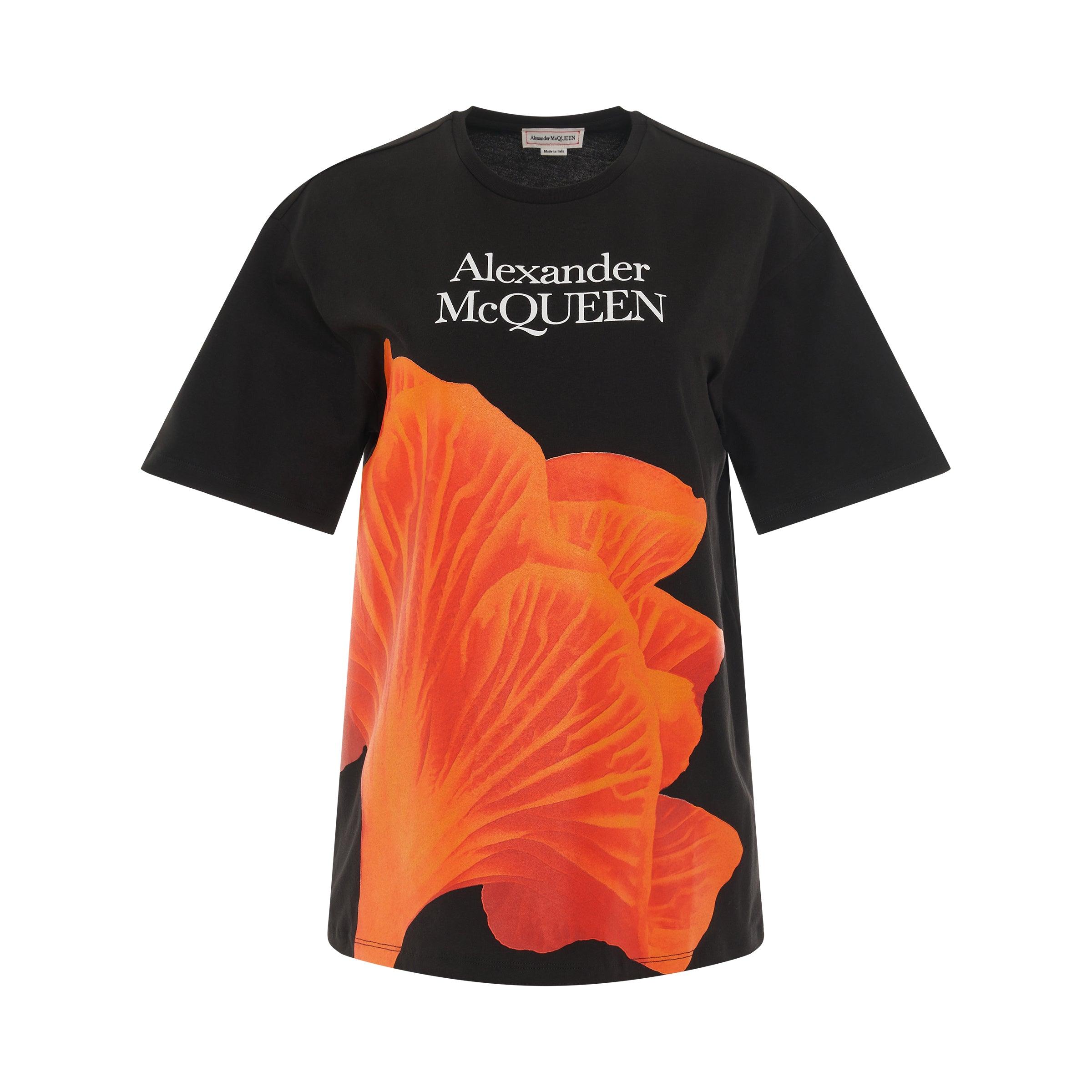 Alexander McQueen Orange Mushrom Print T-shirt In Black | Lyst