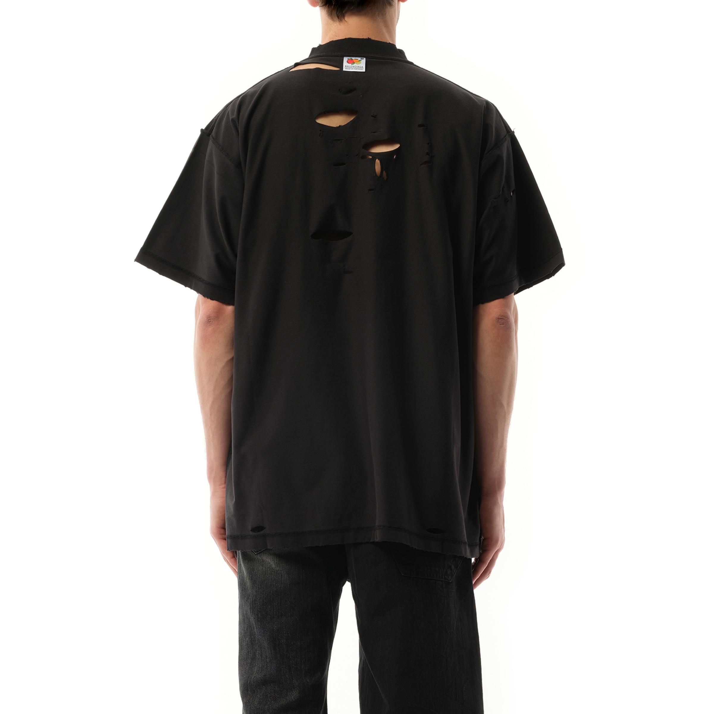 Balenciaga Inside Out Mirror Destroyed Cotton T-Shirt in