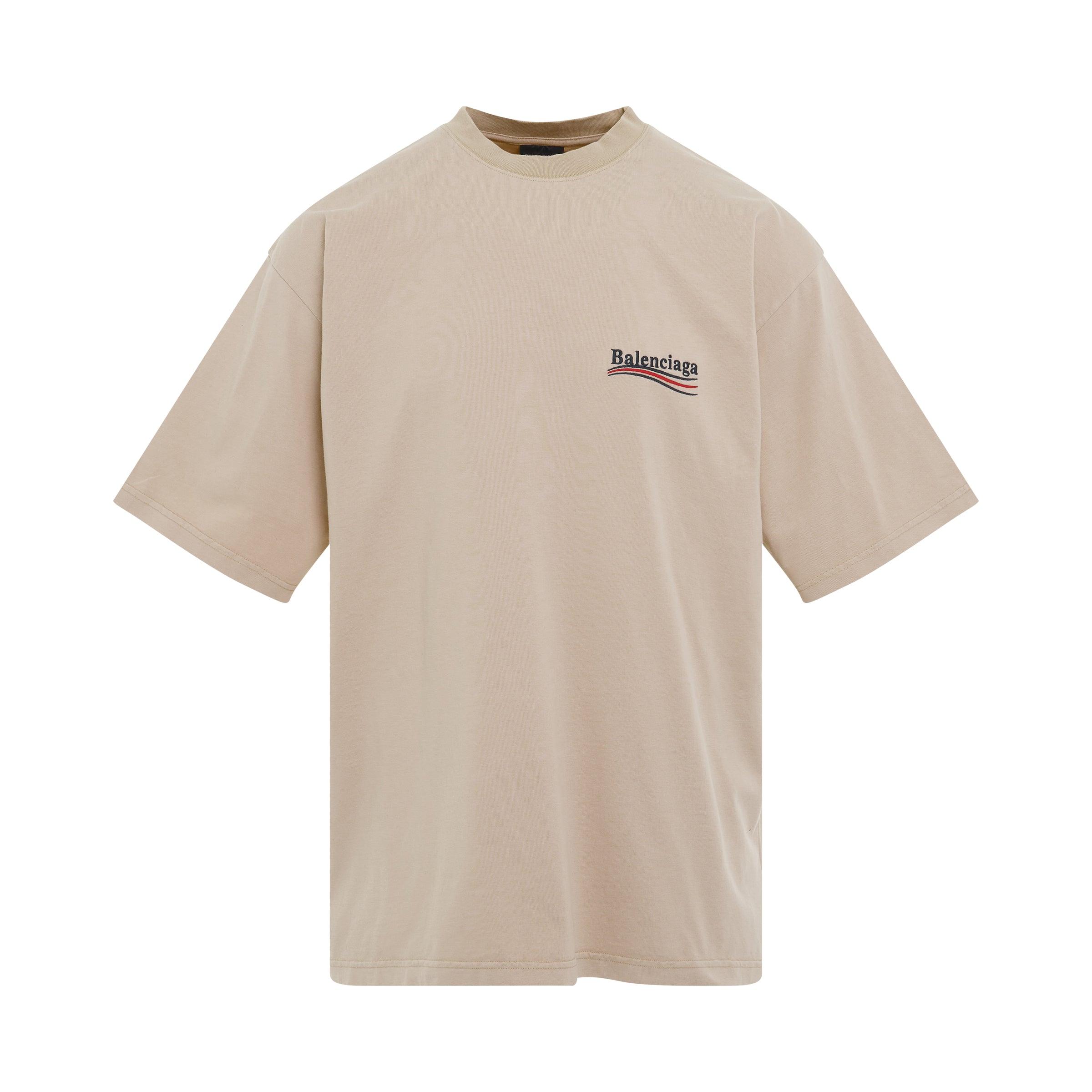 Balenciaga Political Campaign Oversized T-shirt In Light Beige/black in  Natural for Men | Lyst