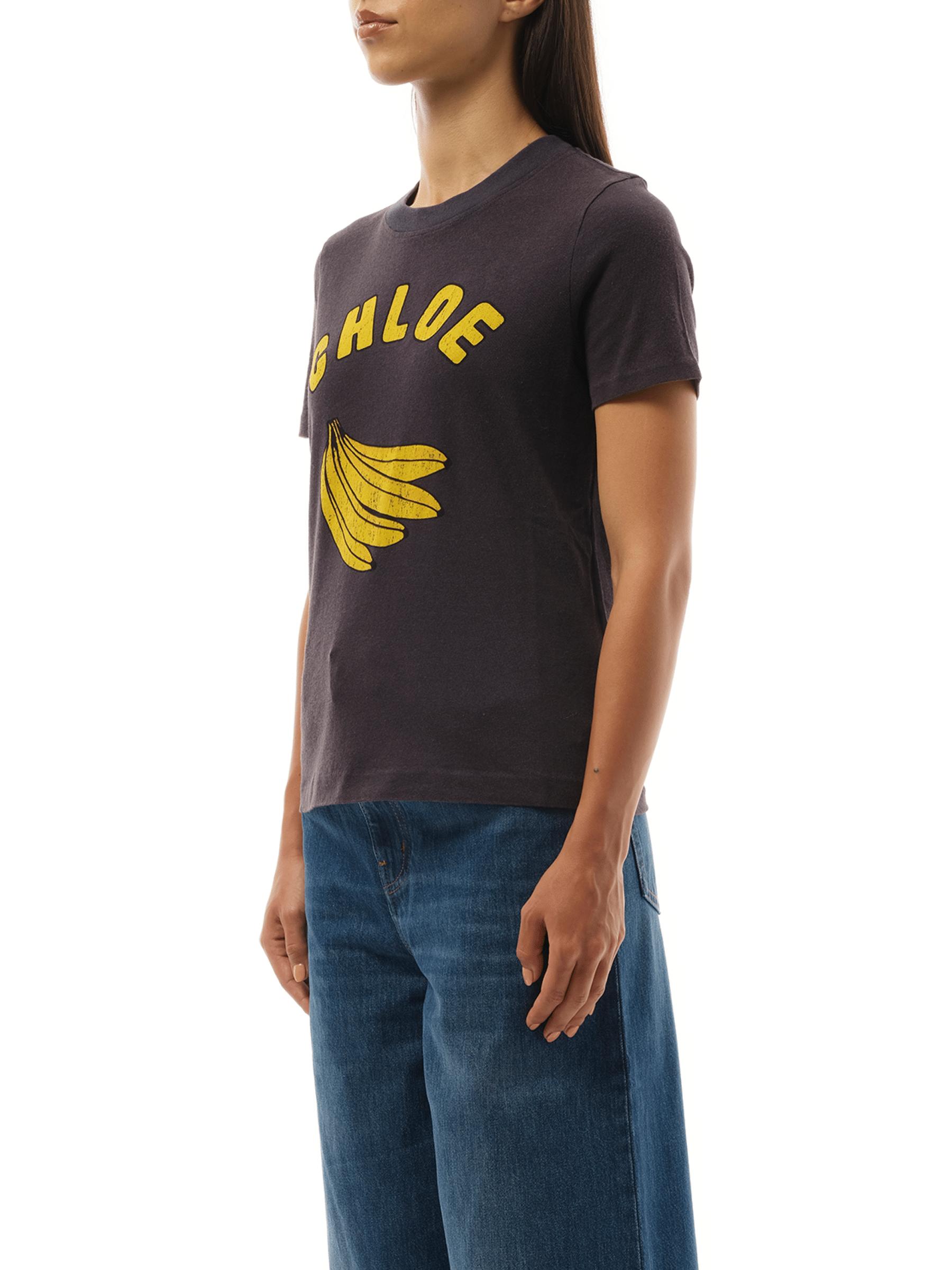 Chloé Banana Print T-Shirt, Short Sleeves, 100% Cotton in Black | Lyst