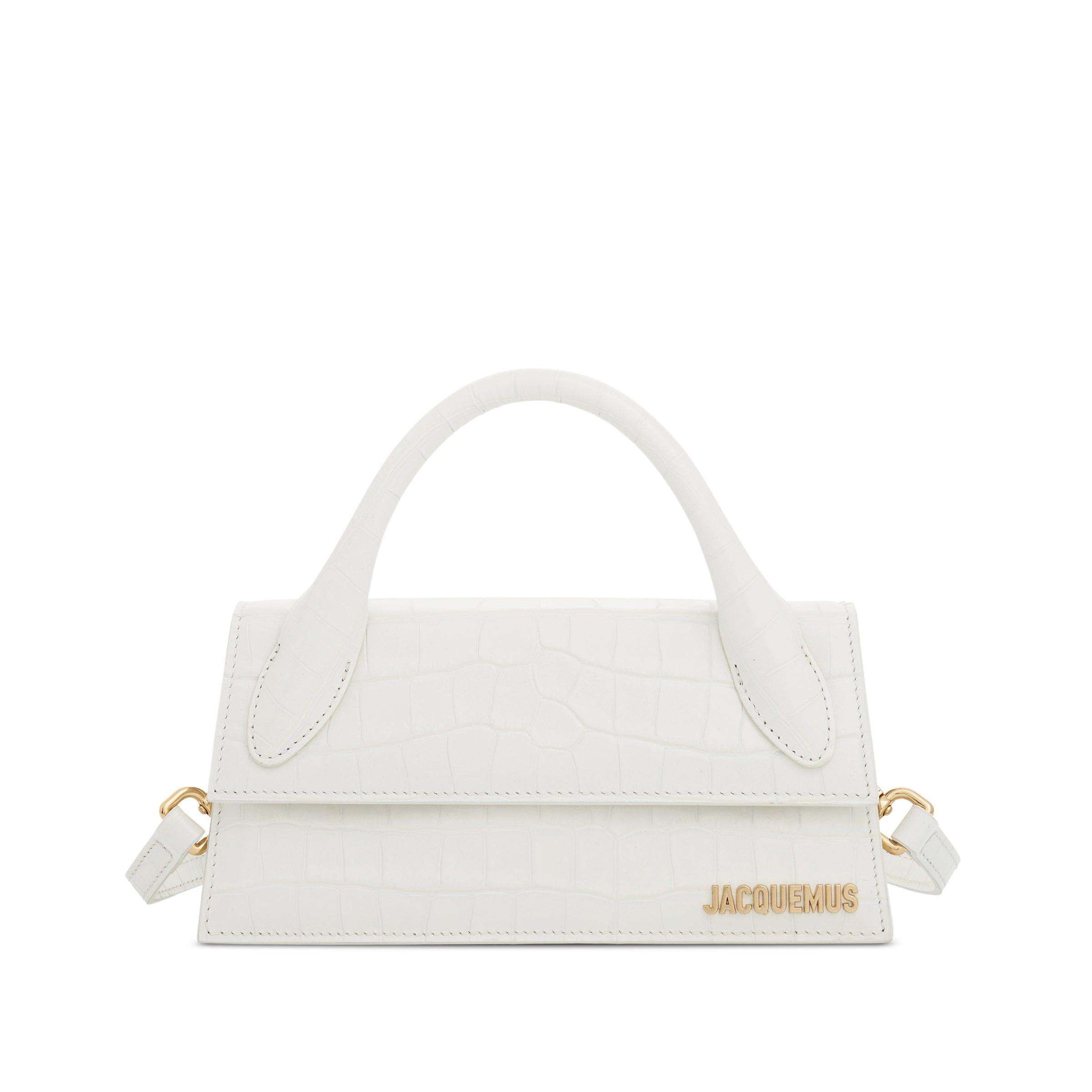 Jacquemus Le Chiquito Long Croc Embossed Leather Bag In Ivory in White