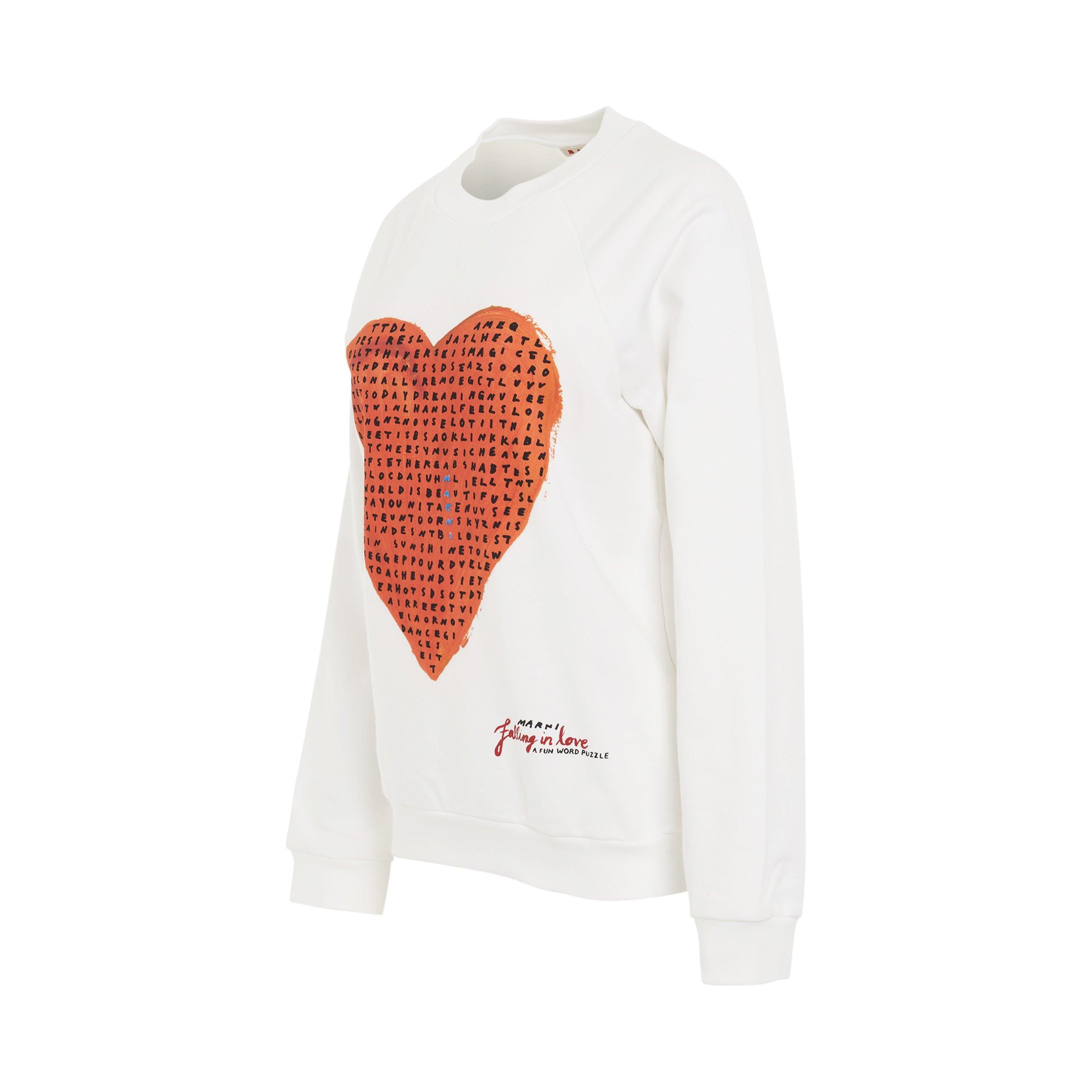 Marni Heart-printed Sweatshirt In White