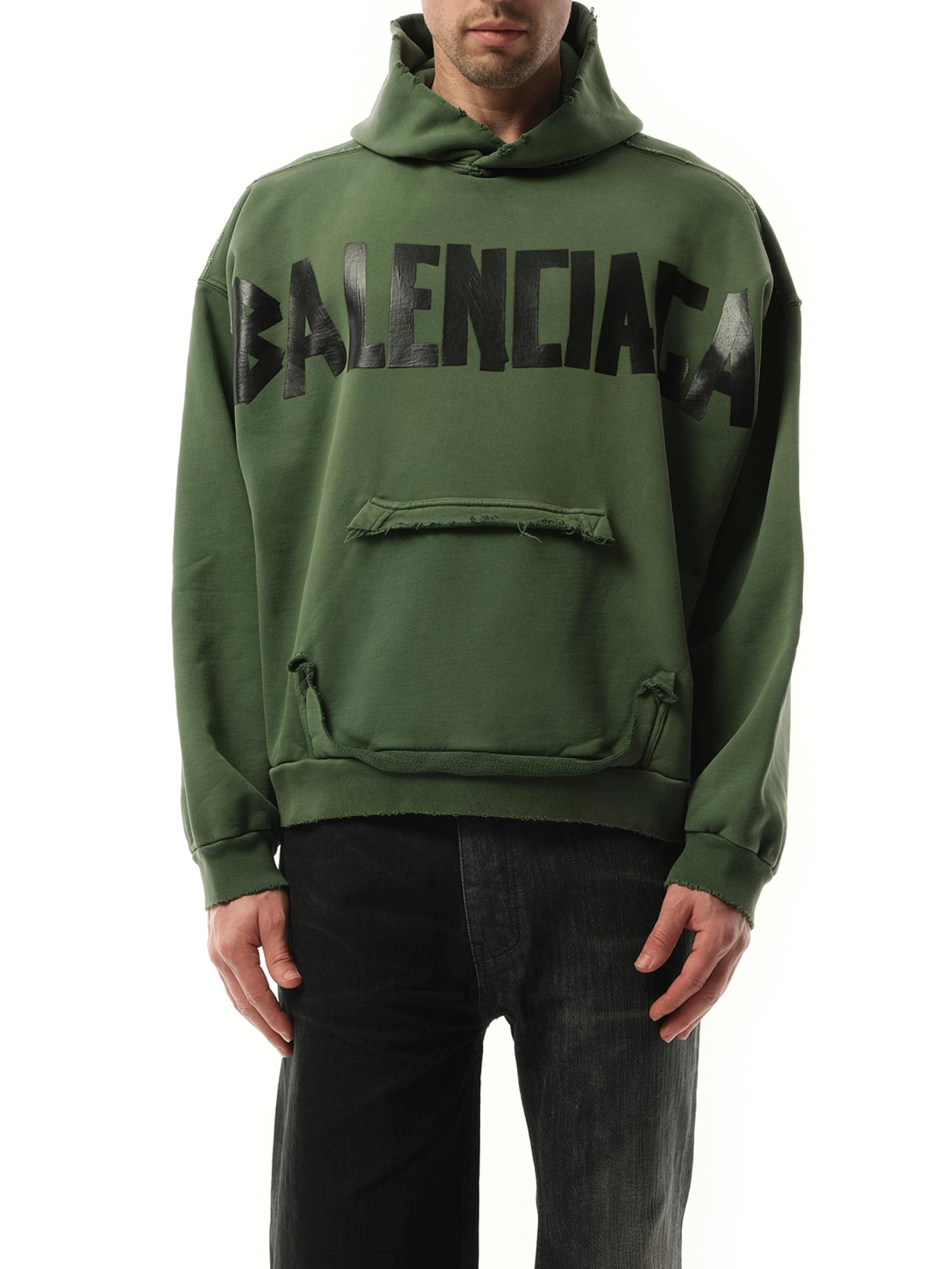 Balenciaga Ripped Pocket Cotton Hoodie in Green for Men | Lyst Balenciaga Ripped Pocket Cotton Hoodie in Green for Men | Lyst
