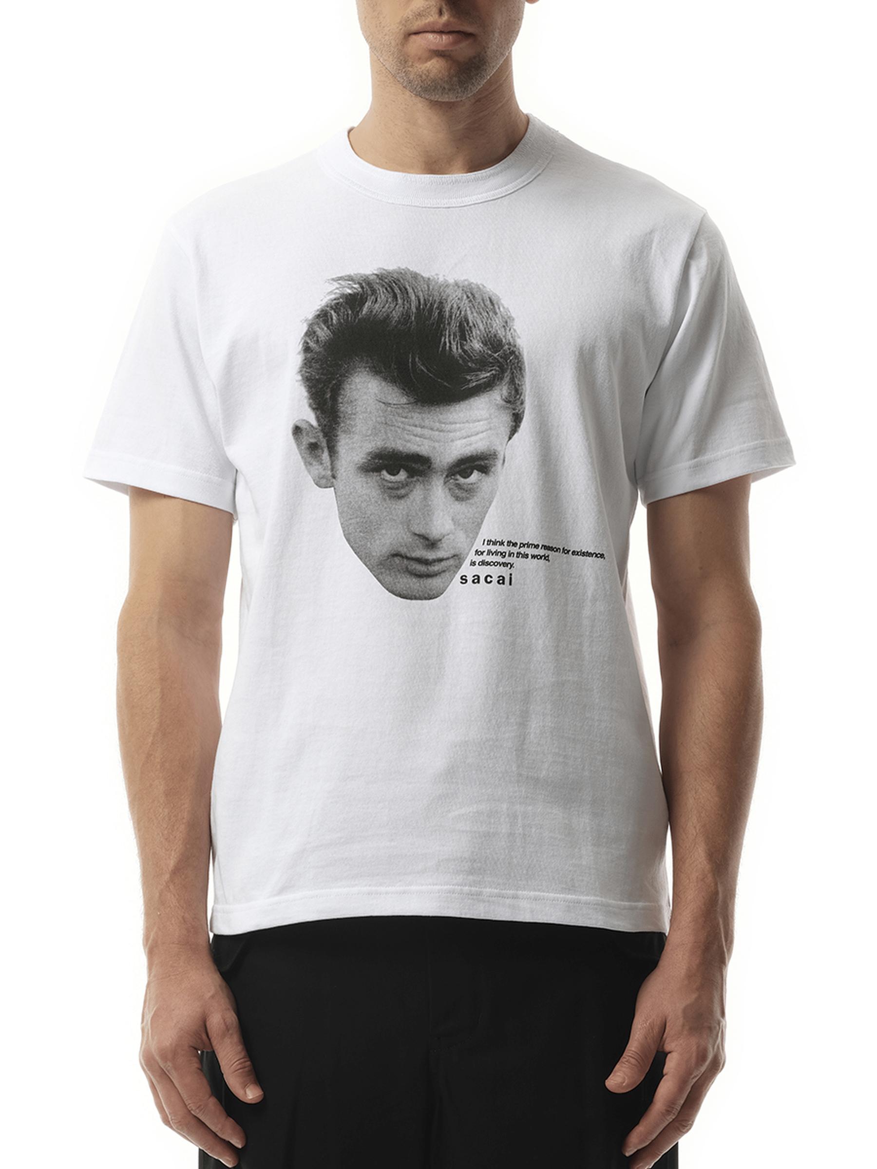Sacai James Dean T-Shirt, Short Sleeves, 100% Cotton in Grey for
