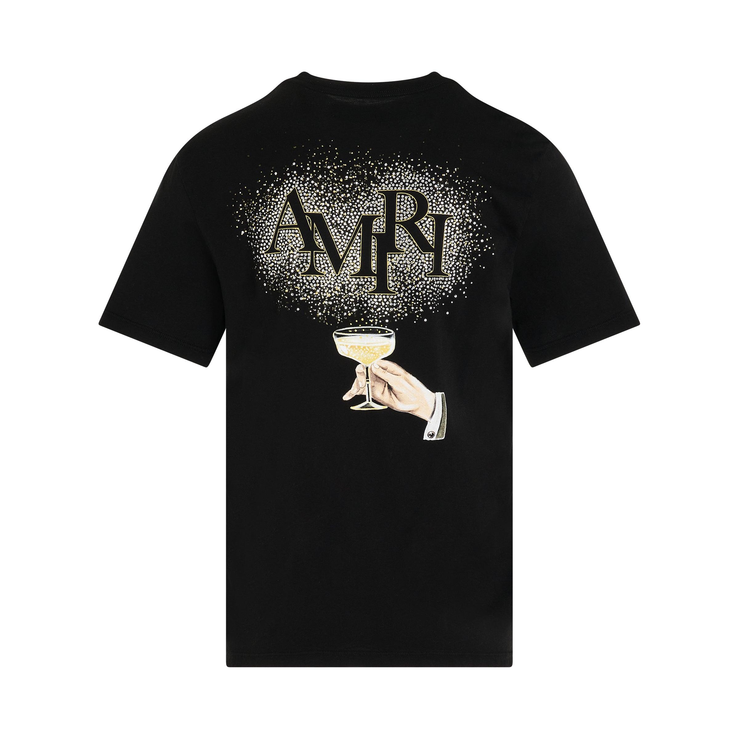 Amiri Crystal Champagne Cotton-jersey T-shirt in Black for